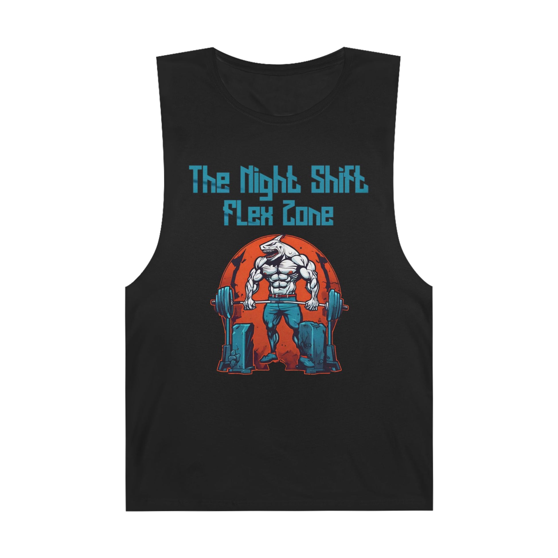 Flex Zone - Shark Body Builder - Premium Unisex Barnard Tank Top Black Printify by The Night Shift Automotive Apparel