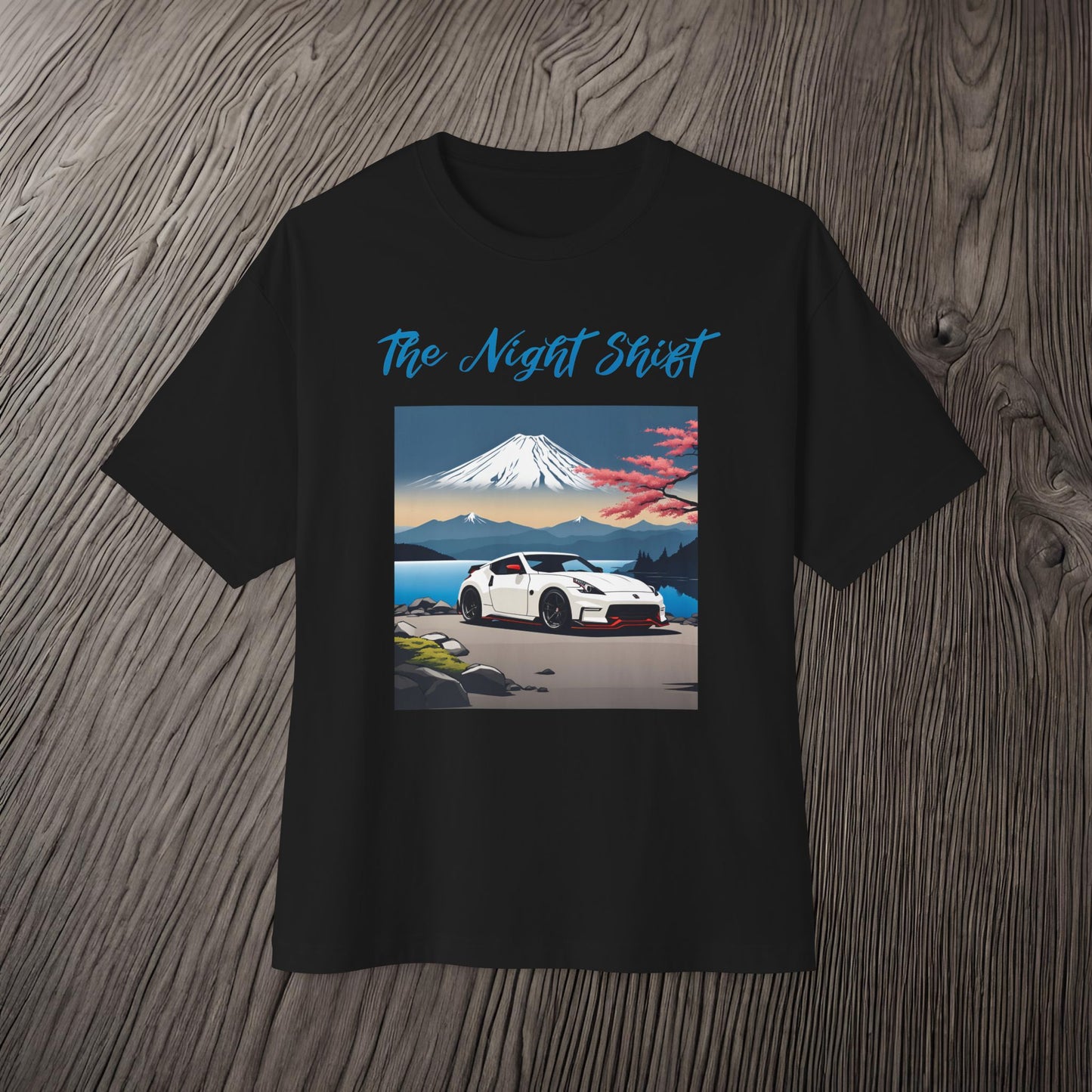 Nissan 370 Mt Fuji-Premium, Ultra Soft, Unisex Oversized Boxy Tee Printify by The Night Shift Automotive Apparel