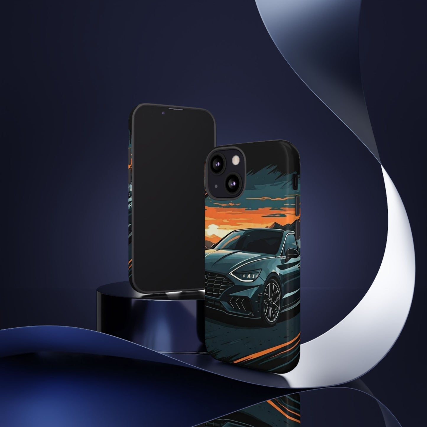 Hyundai Sonata-Sunset Drive-Dual Layer Ultra Tough Phone Case iPhone 13 Mini Glossy Printify by The Night Shift Automotive Apparel