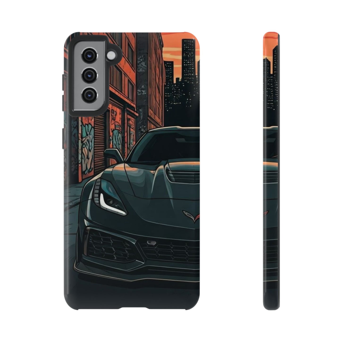 Chevy Corvette C7 Street Life-Dual Layer Ultra Tough Phone Case Samsung Galaxy S21 Plus Glossy Printify by The Night Shift Automotive Apparel