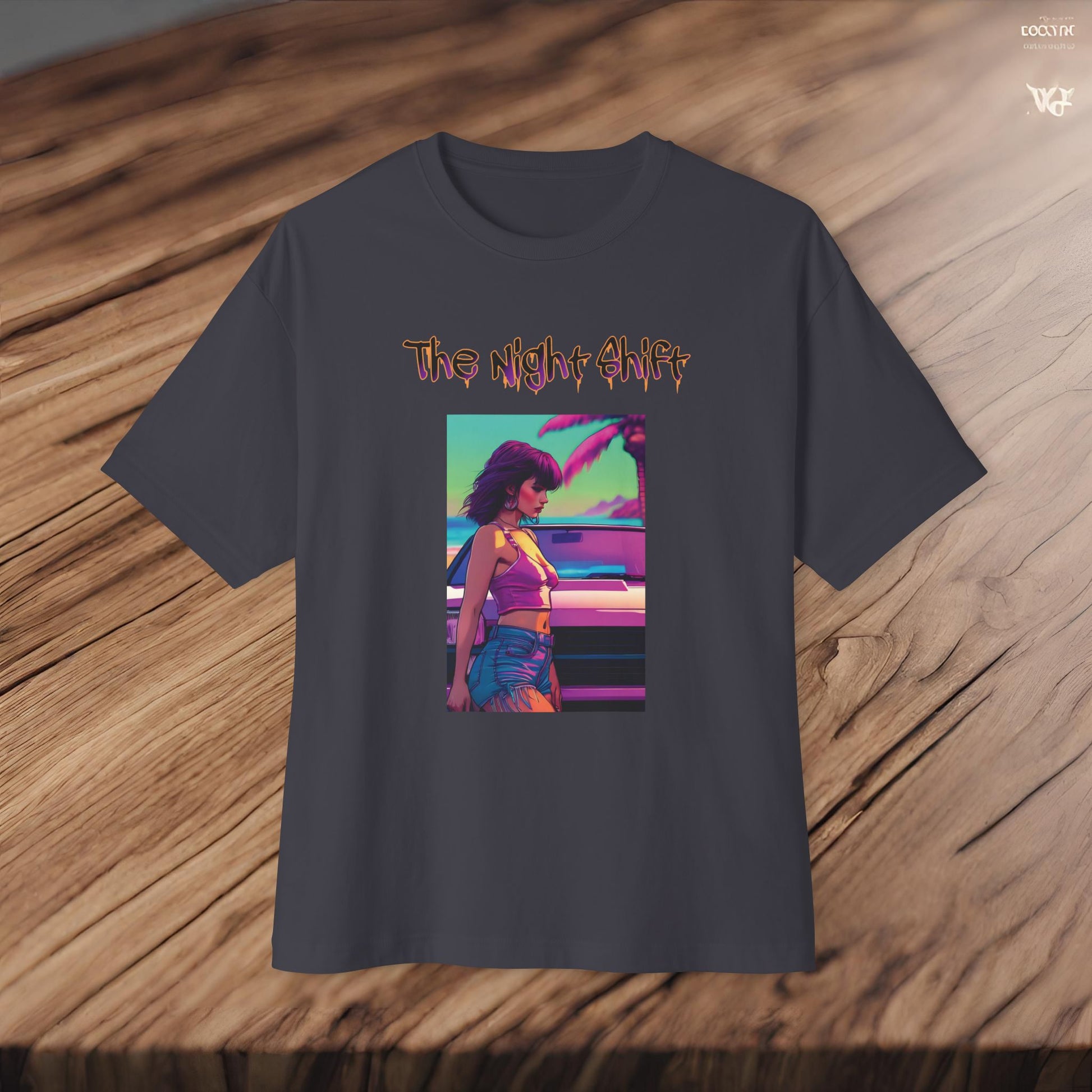 Summer Days Synthwave-Premium, Ultra Soft Unisex Oversized Boxy Tee Printify by The Night Shift Automotive Apparel