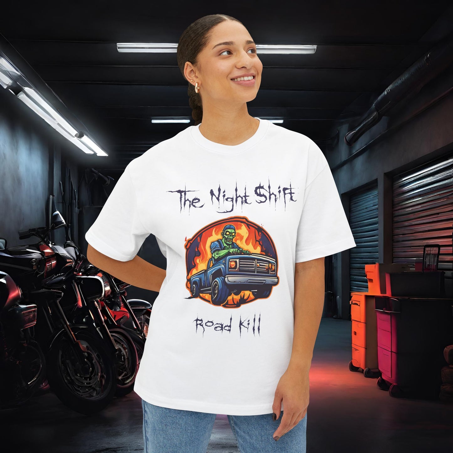 Road Kill-Premium, Ultra Soft Unisex Oversized Boxy Tee Printify by The Night Shift Automotive Apparel