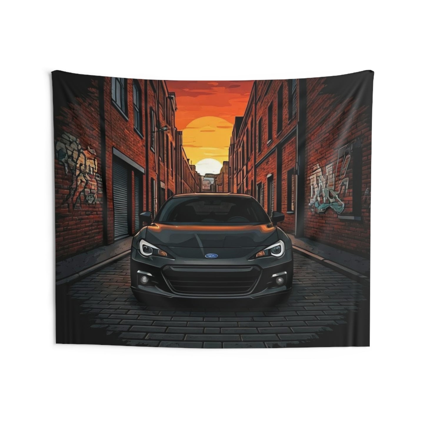 Subaru BRZ Indoor Wall Tapestries - Shop Banner 80" × 68" Printify by The Night Shift Automotive Apparel