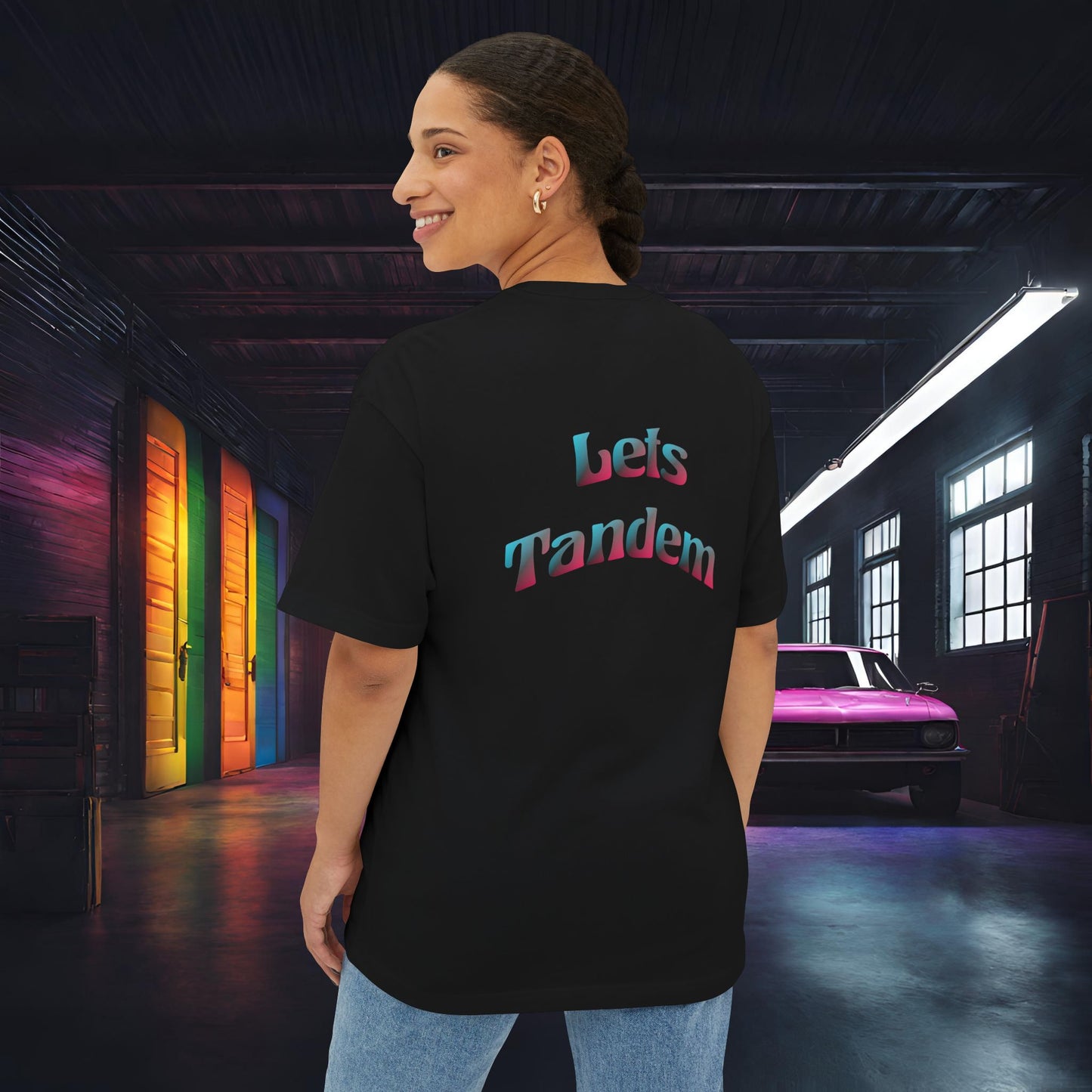 Lets Tandem-Premium, Ultra Soft, Unisex Oversized Boxy Tee Printify by The Night Shift Automotive Apparel