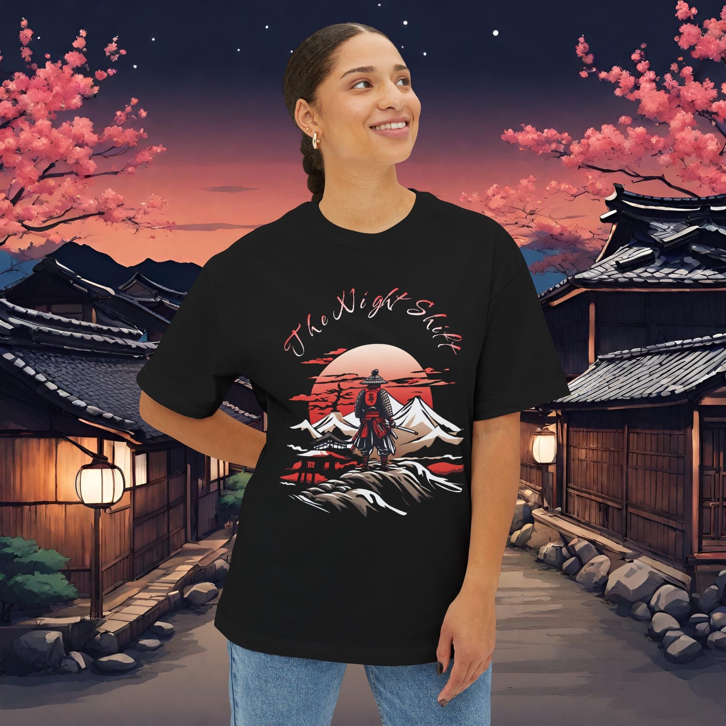 The Night Shift Samurai-Premium, Ultra Soft, Unisex Oversized Boxy Tee Printify by The Night Shift Automotive Apparel