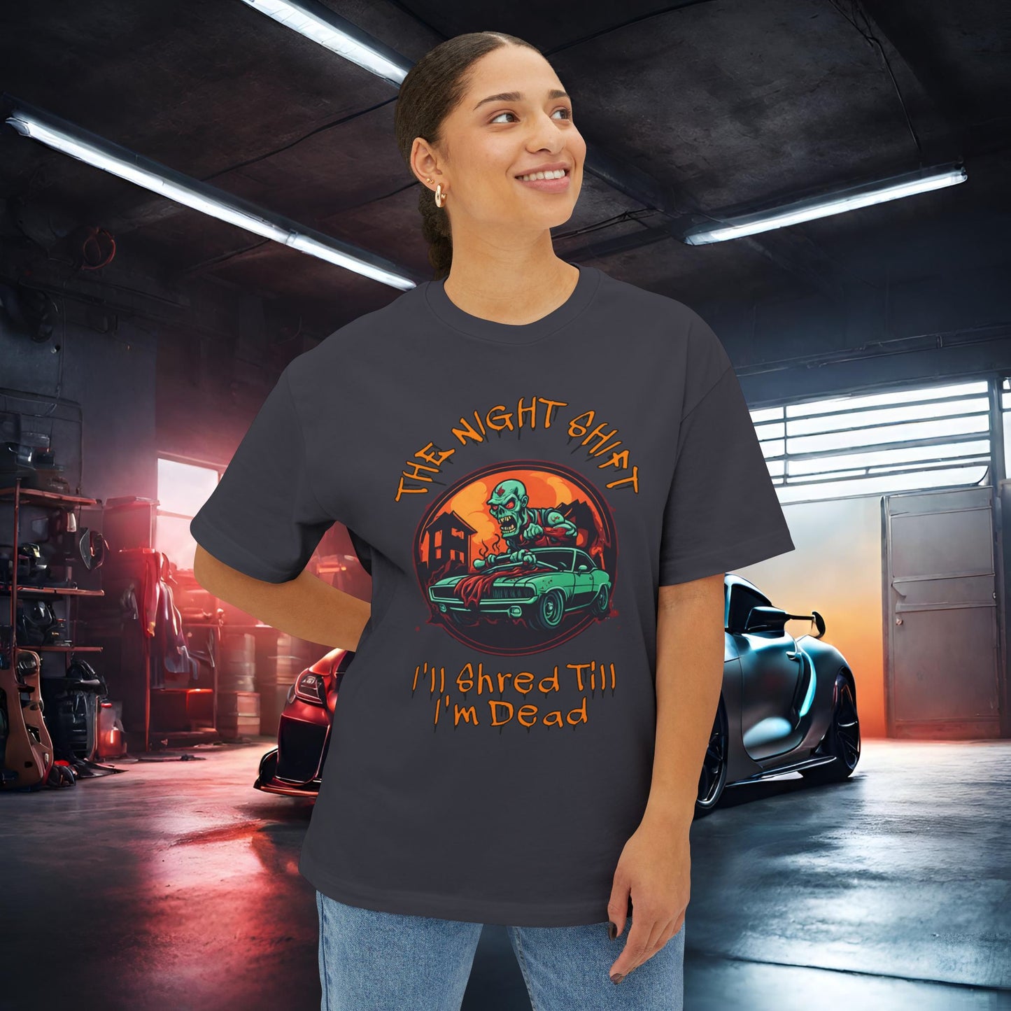 Death Trap-Premium, Ultra Soft Unisex Oversized Boxy Tee Printify by The Night Shift Automotive Apparel