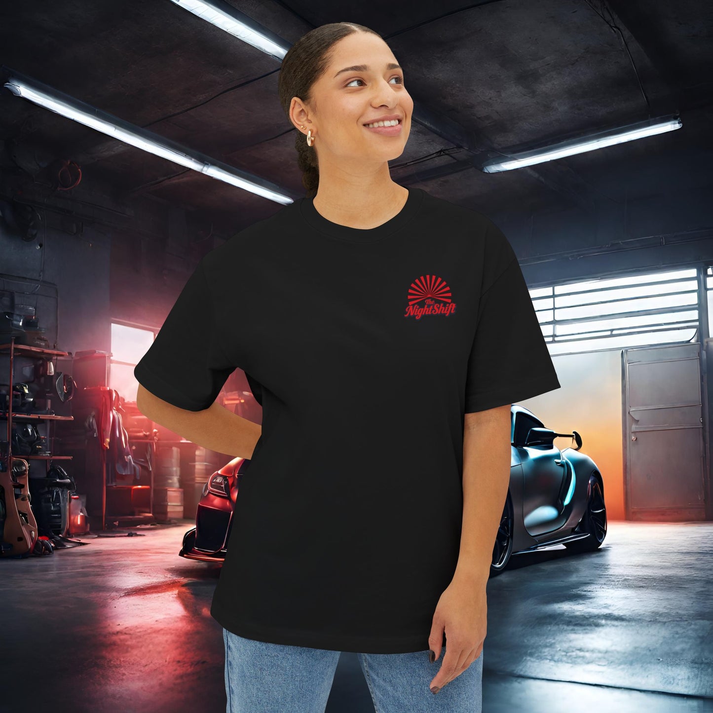 Good Vibes Panda-Premium, Ultra Soft Unisex Oversized Boxy Tee Printify by The Night Shift Automotive Apparel