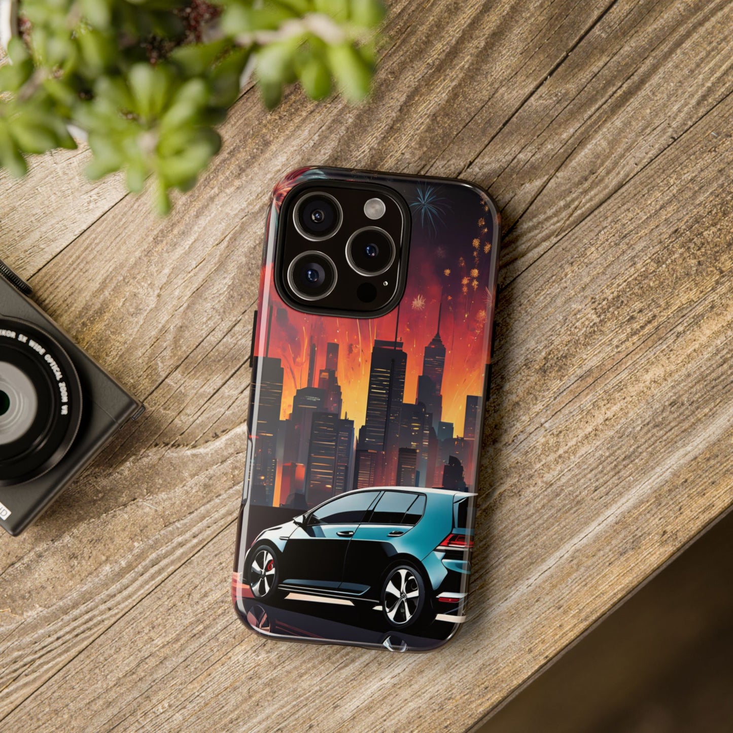 Volkswagon Golf GTI Fireworks-Dual Layer Ultra Tough Phone Case iPhone 16 Pro Glossy Printify by The Night Shift Automotive Apparel