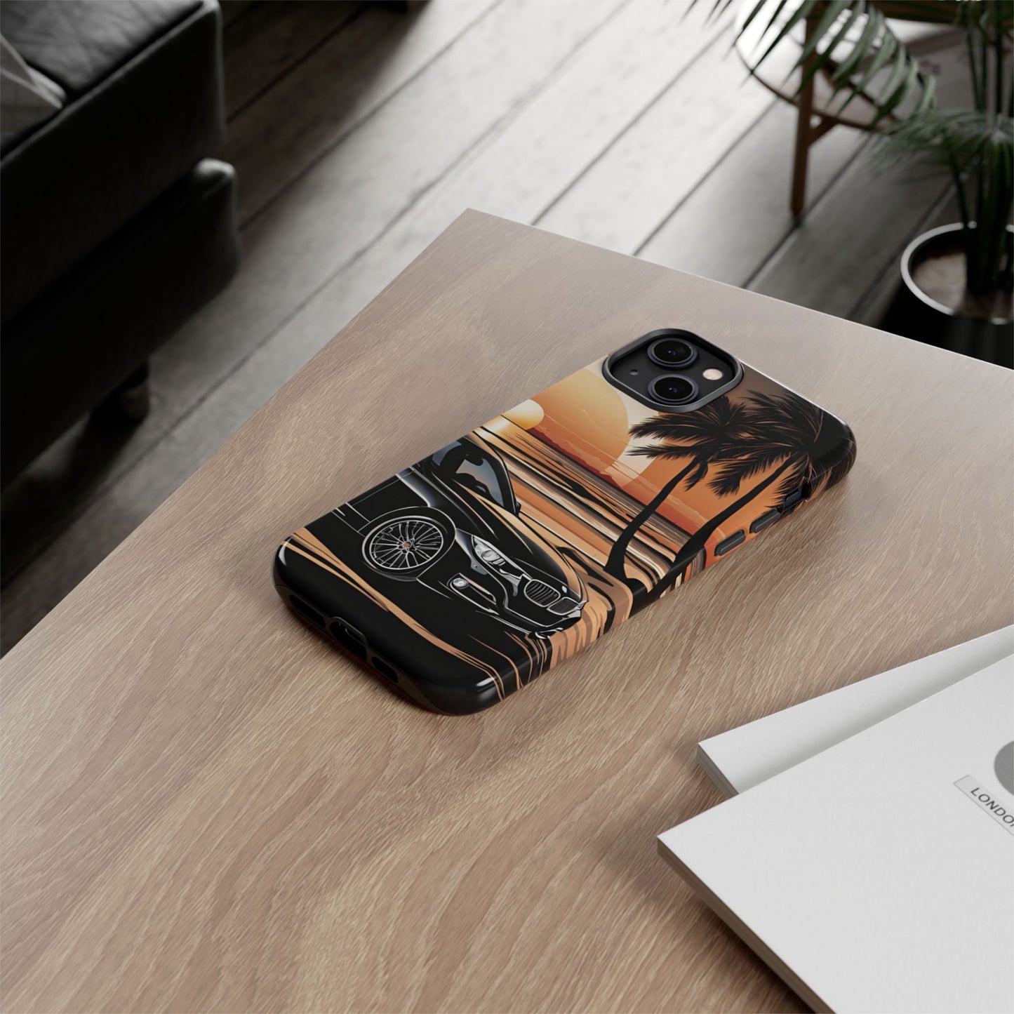 BMW Sunset On The Beach-Dual Layer Ultra Tough Phone Case iPhone 14 Plus Glossy Printify by The Night Shift Automotive Apparel