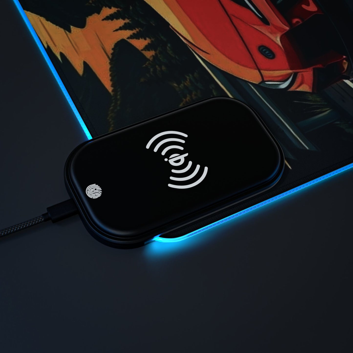 Toyota Supra MK-V Mountain Drive-LED Gaming Mouse Pad with Wireless Charging Printify by The Night Shift Automotive Apparel