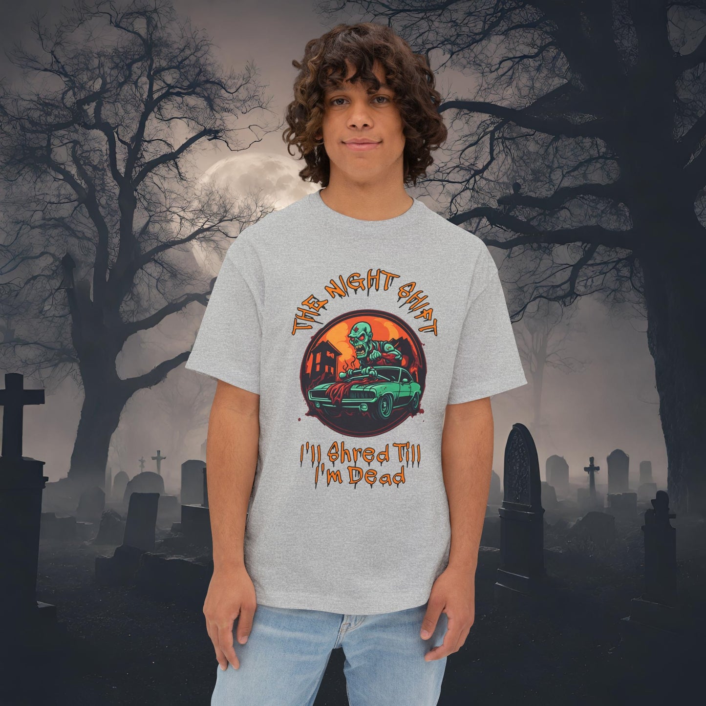Death Trap-Premium, Ultra Soft Unisex Oversized Boxy Tee Athletic Heather Printify by The Night Shift Automotive Apparel