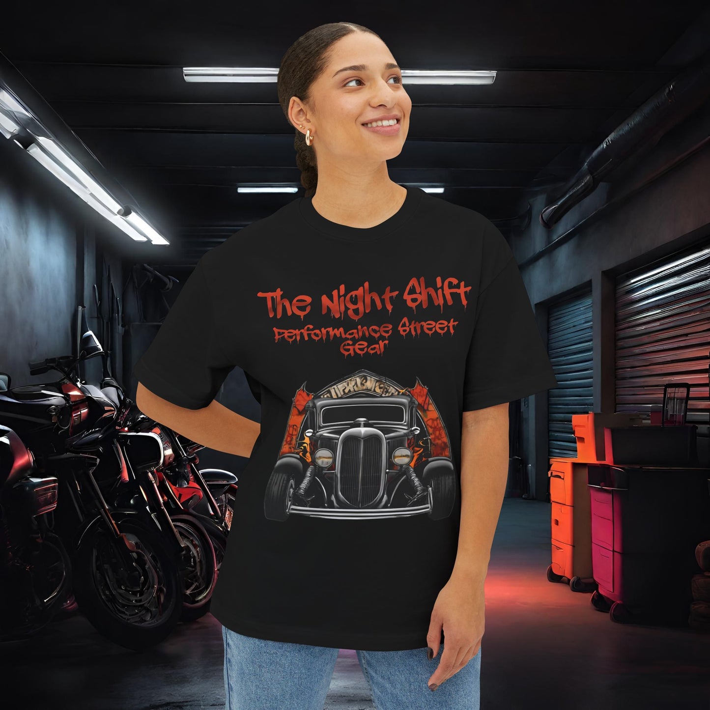 1930's Turtleback Coupe- Premium, Ultra Soft Unisex Oversized Boxy Tee Printify by The Night Shift Automotive Apparel