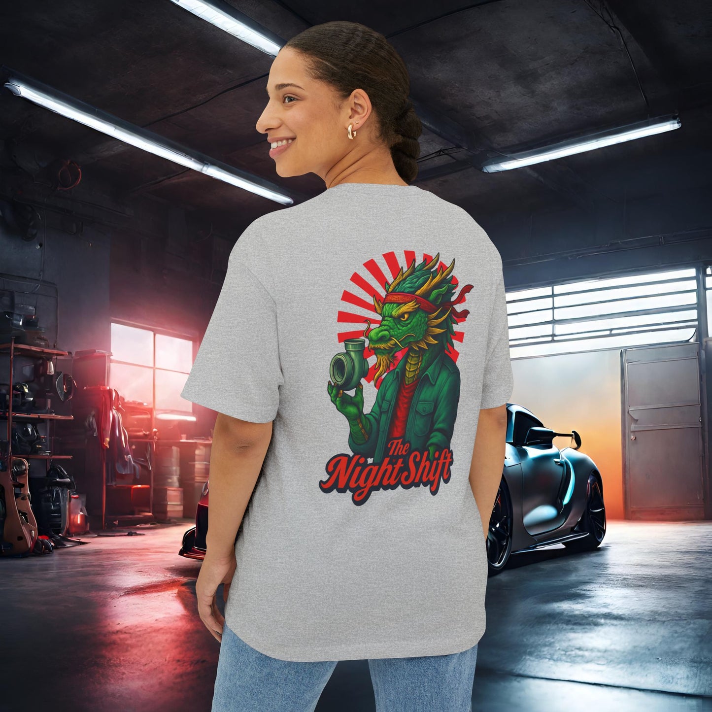 Good Vibes Dragon-Premium, Ultra Soft Unisex Oversized Boxy Tee Printify by The Night Shift Automotive Apparel