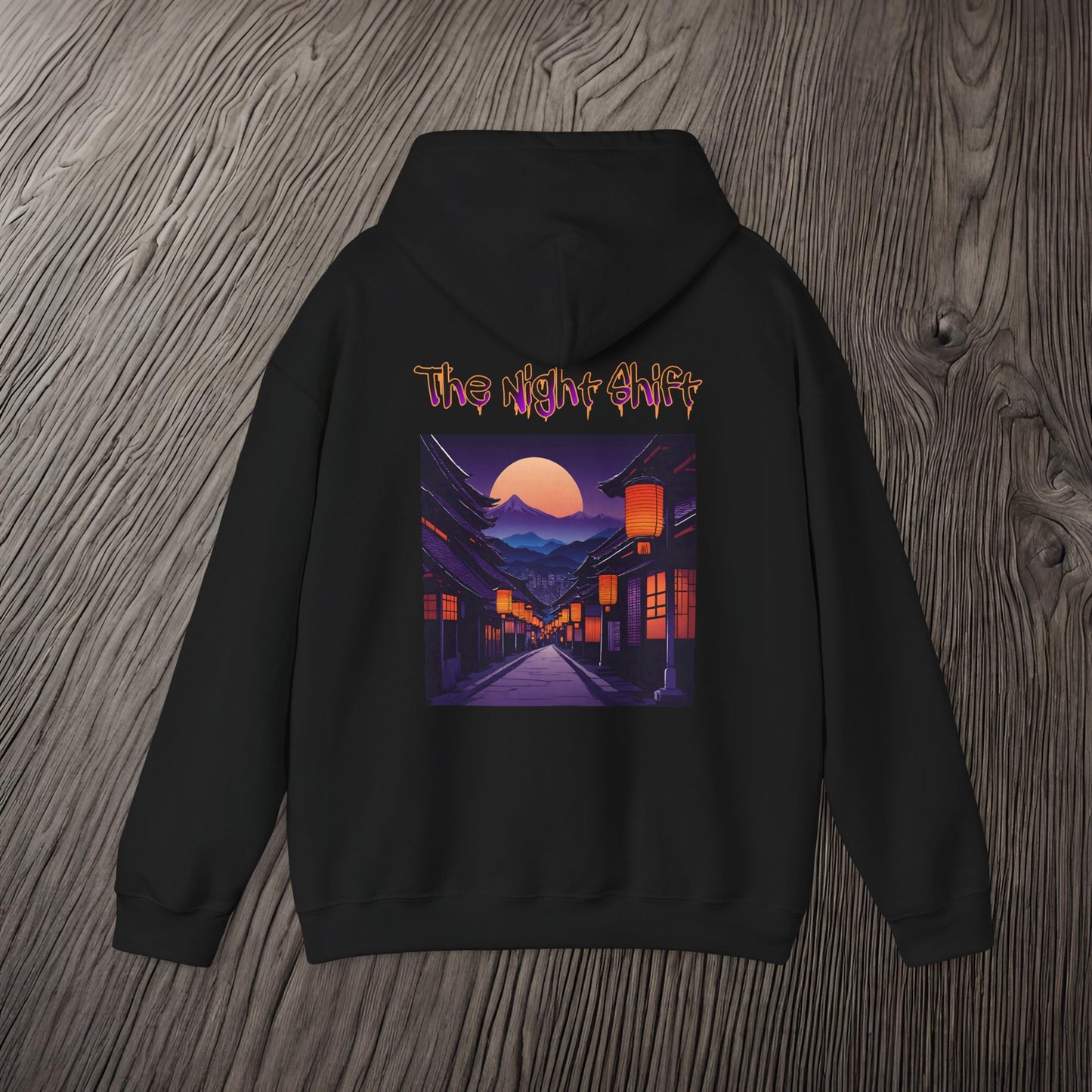 Moonlit Japanese Traditional Village-Ultra Soft, Premium Hoodie Printify by The Night Shift Automotive Apparel