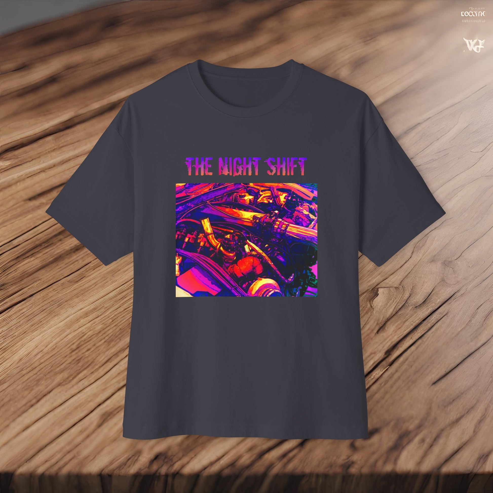 LS-X Twin Turbo Synthwave-Premium, Ultra Soft Unisex Oversized Boxy Tee Printify by The Night Shift Automotive Apparel