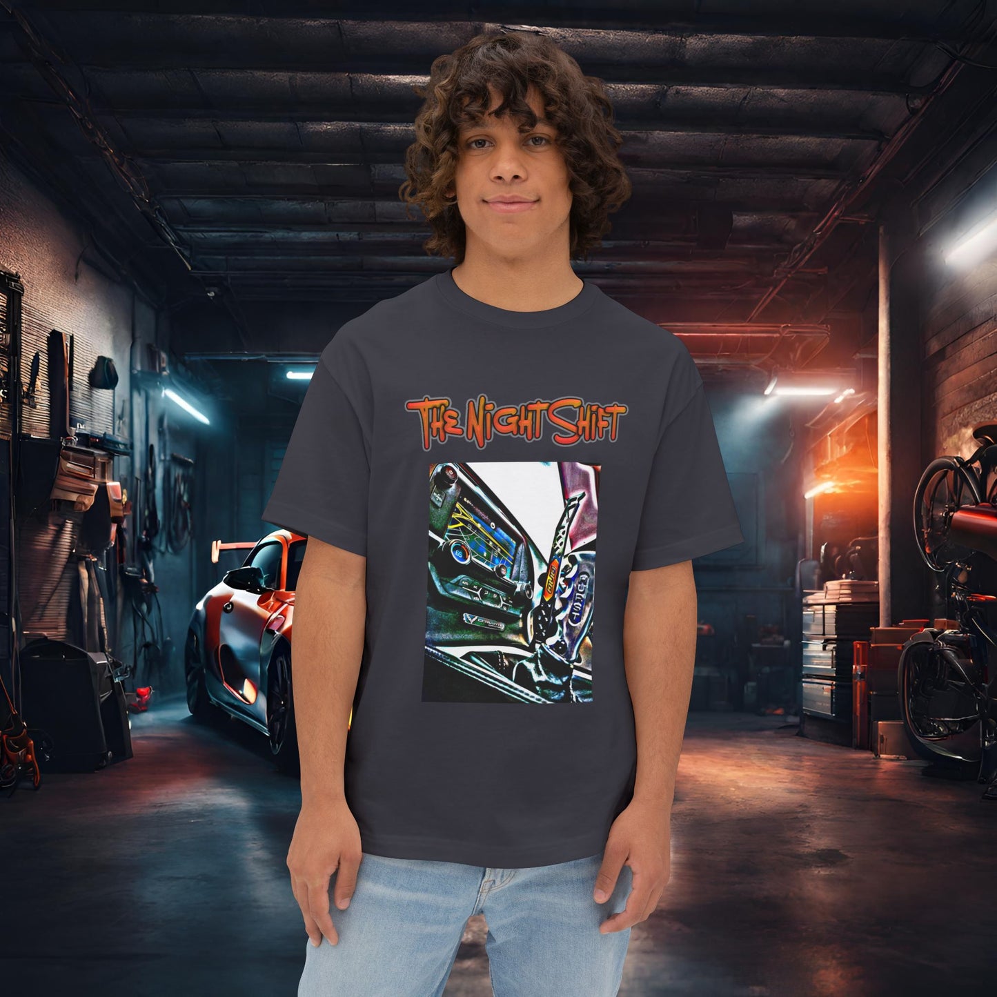 Chevy Corvette C7 DND Performance Interior-Premium, Ultra Soft Unisex Oversized Boxy Tee Dark Grey Printify by The Night Shift Automotive Apparel