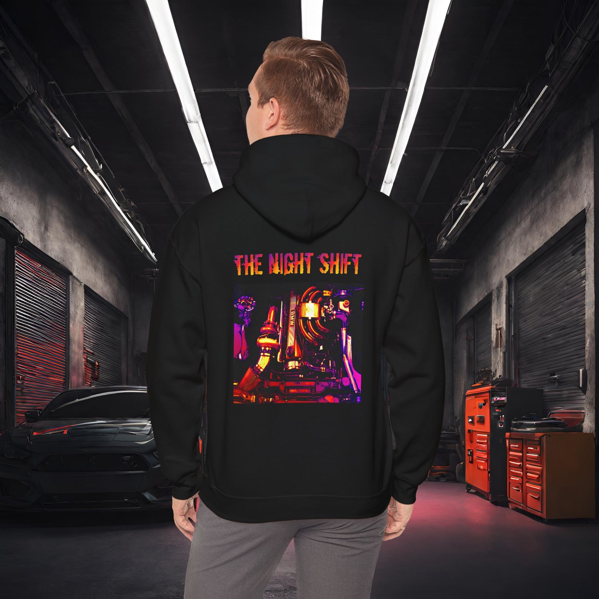 M20B30 Synthwave-Premium, Ultra Soft Unisex Hoodie Black Printify by The Night Shift Automotive Apparel
