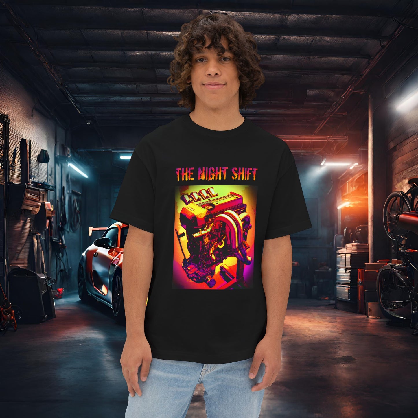 3S-GE ITB Synthwave-Premium, Ultra Soft Unisex Oversized Boxy Tee Printify by The Night Shift Automotive Apparel