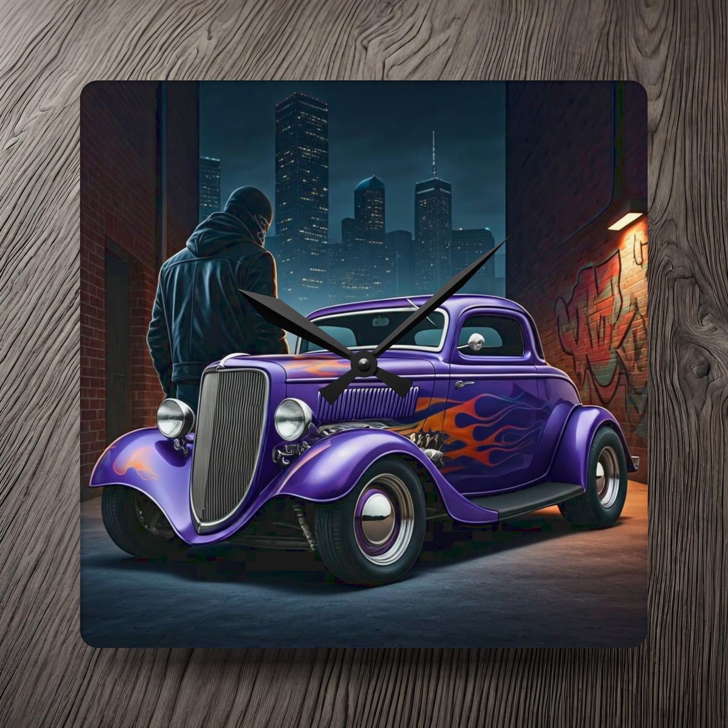 1930's Turtle Back 3 Window Coupe Street Life-Acrylic Wall Clock