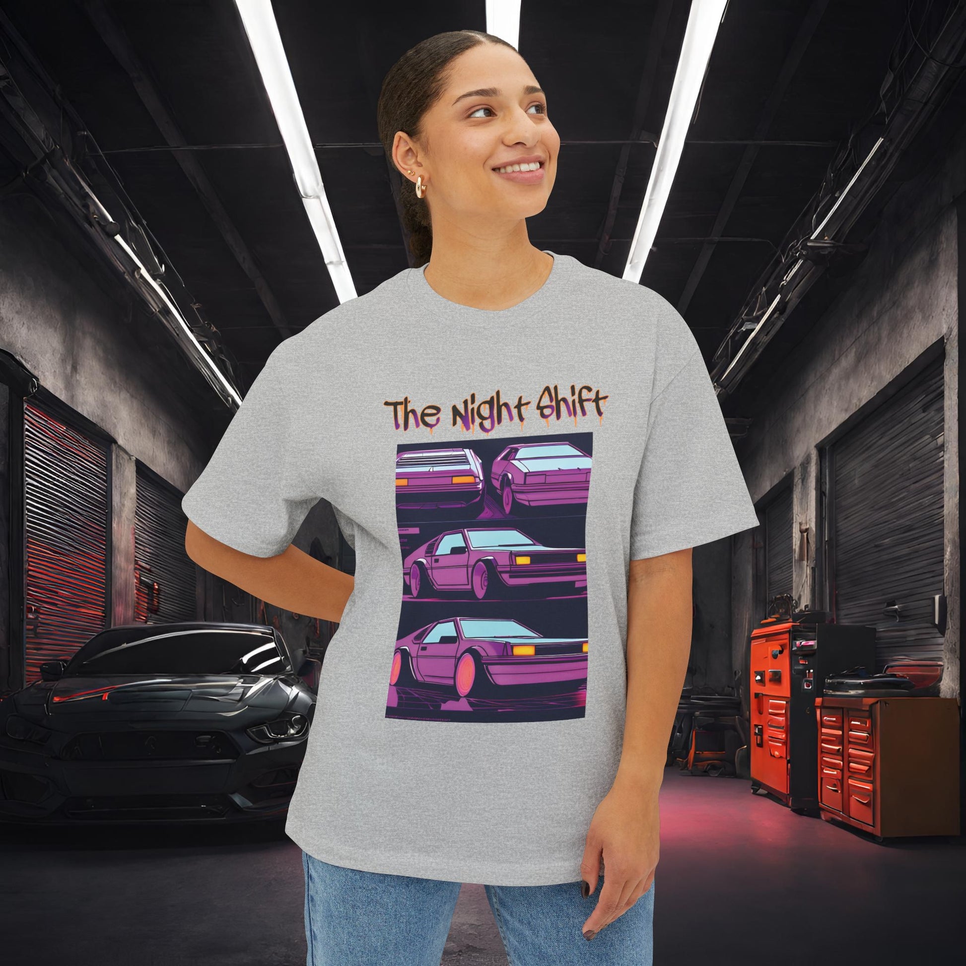 Time Warp-Premium, Ultra Soft Synthwave Unisex Oversized Boxy Tee Printify by The Night Shift Automotive Apparel