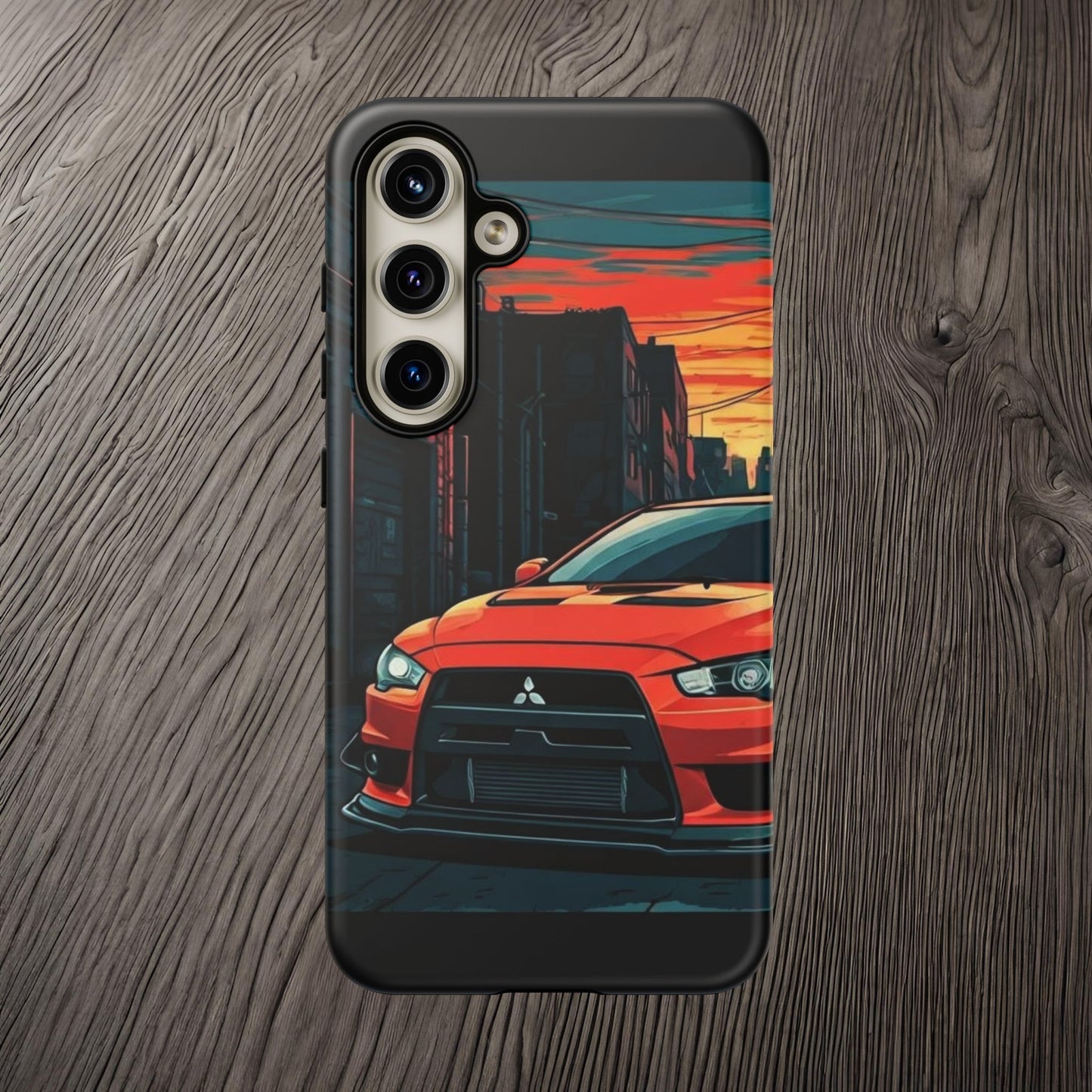 Mitsubishi Evo X Street Life-Dual Layer Ultra Tough Phone Case Samsung Galaxy S24 Matte Printify by The Night Shift Automotive Apparel