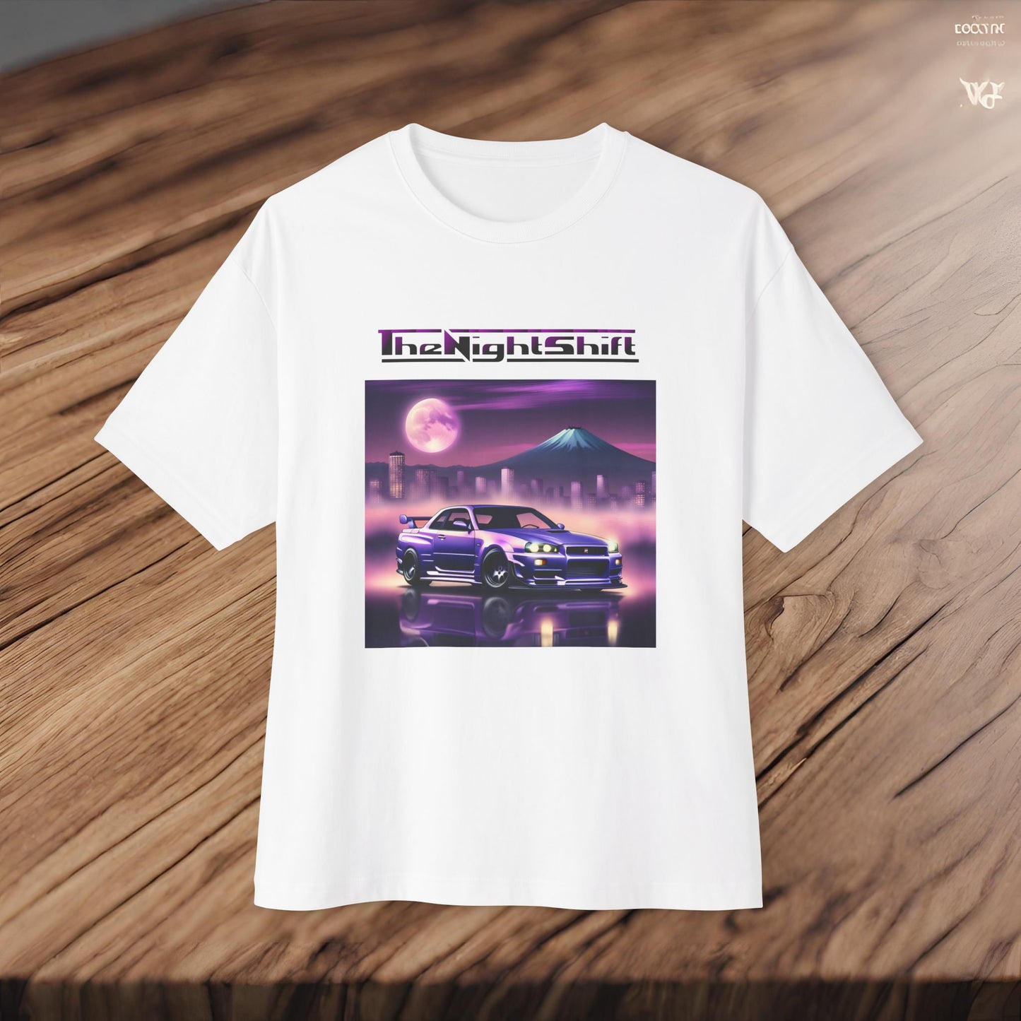 Nissan Skyline R34 Mt Fuji-Premium, Ultra Soft, Unisex Oversized Boxy Tee Printify by The Night Shift Automotive Apparel