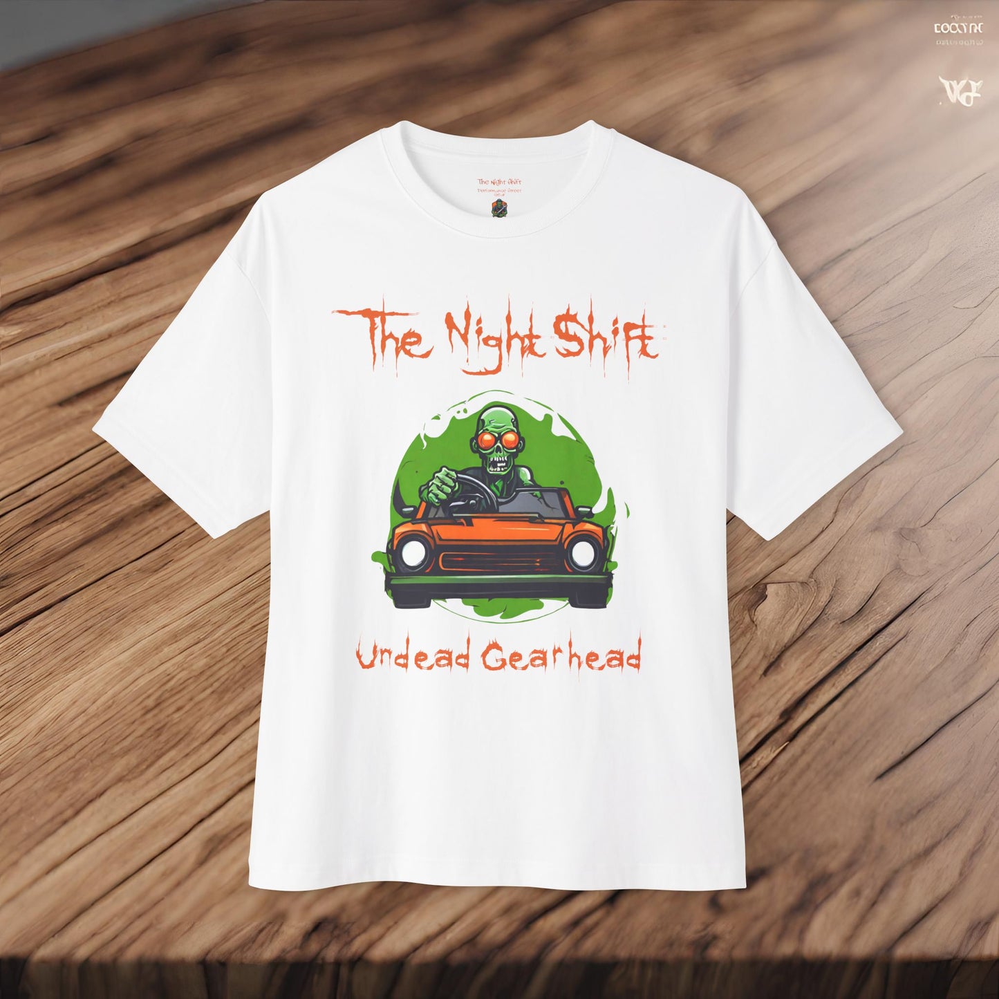 Undead Gearhead Zombie-Premium, Ultra Soft Unisex Oversized Boxy Tee Printify by The Night Shift Automotive Apparel