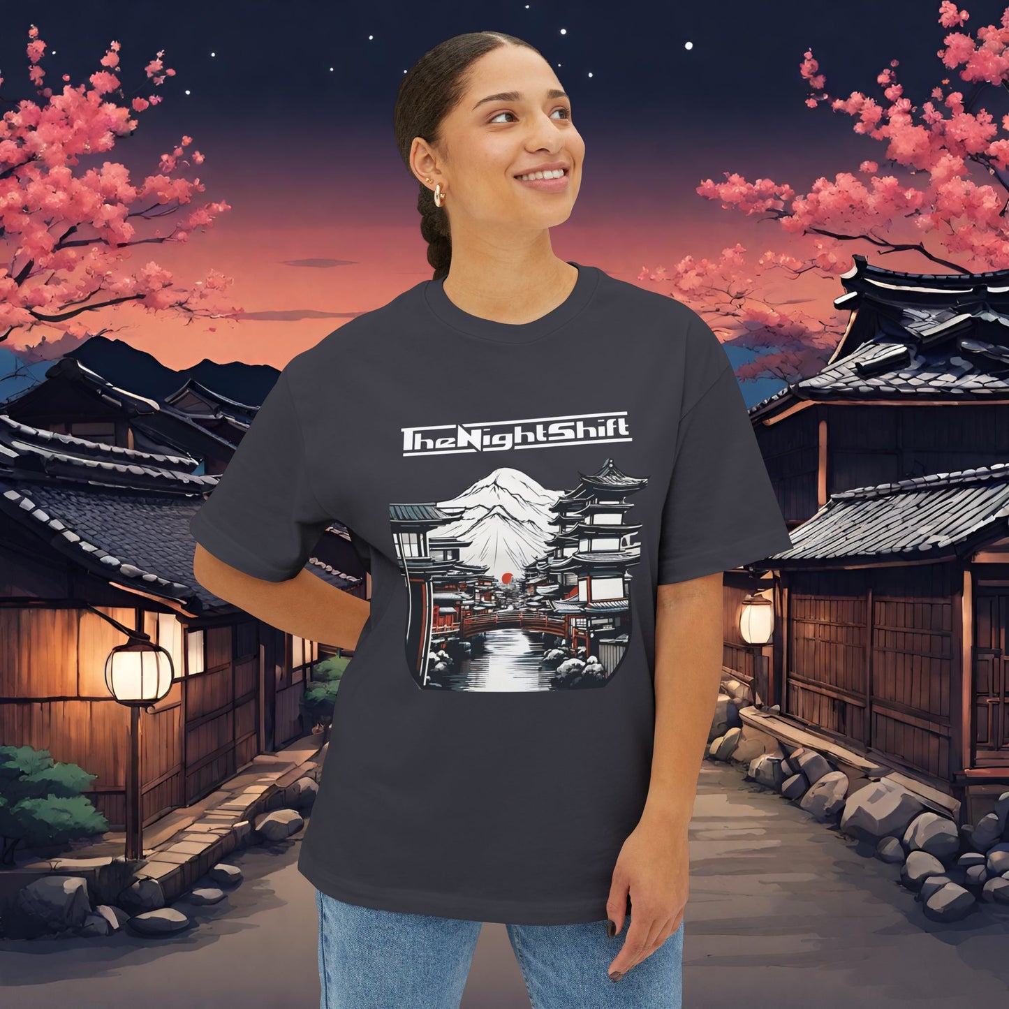 Mt Fuji-Premium, Ultra Soft Unisex Oversized Boxy Tee Printify by The Night Shift Automotive Apparel