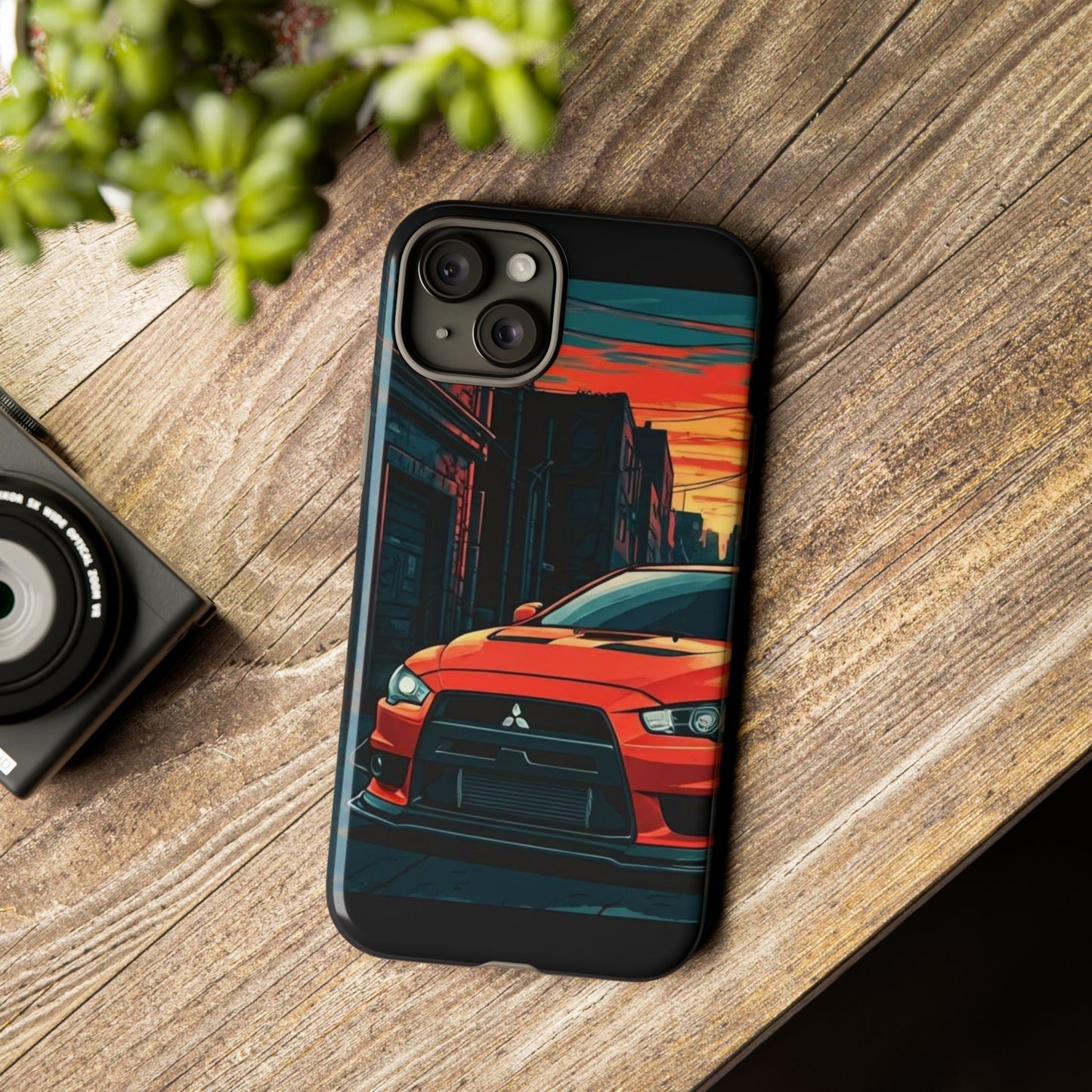 Mitsubishi Evo X Street Life-Dual Layer Ultra Tough Phone Case iPhone 15 Plus Glossy Printify by The Night Shift Automotive Apparel