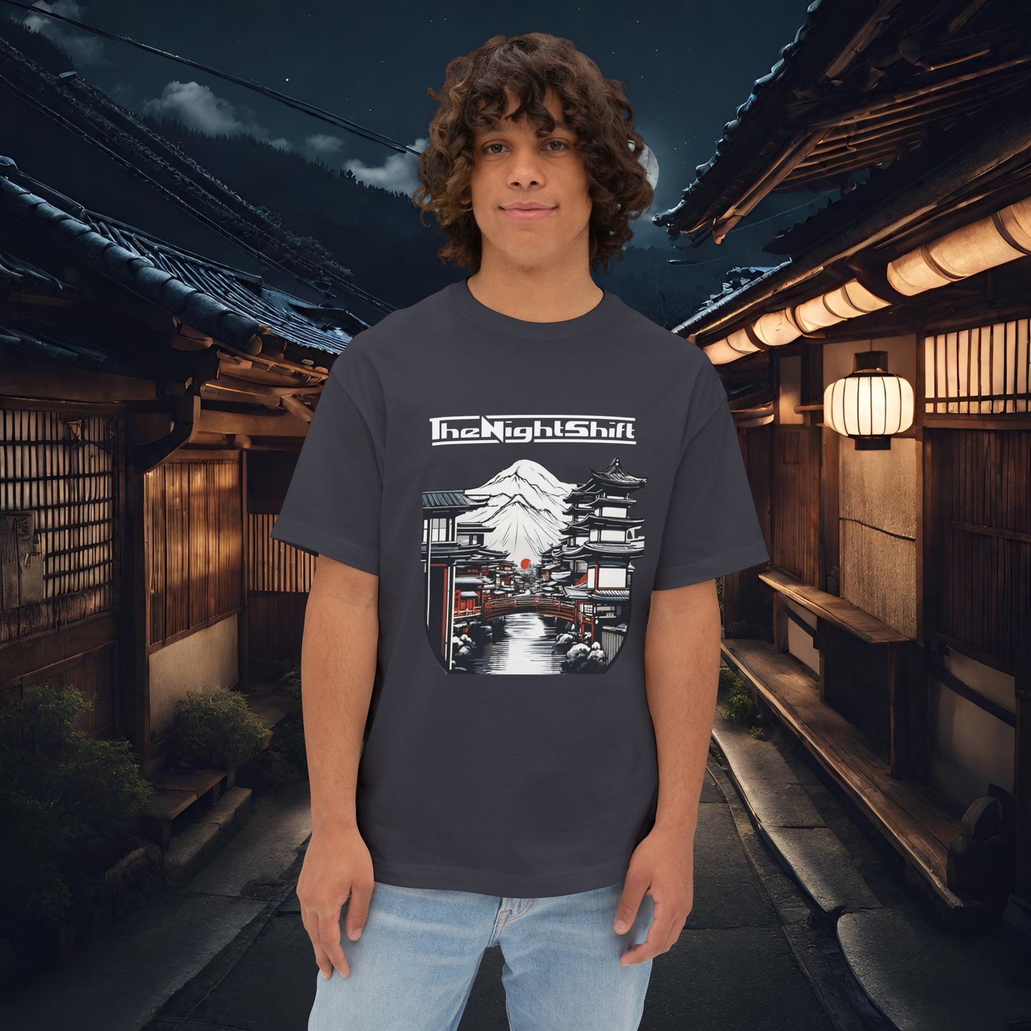 Mt Fuji-Premium, Ultra Soft Unisex Oversized Boxy Tee Dark Grey Printify by The Night Shift Automotive Apparel