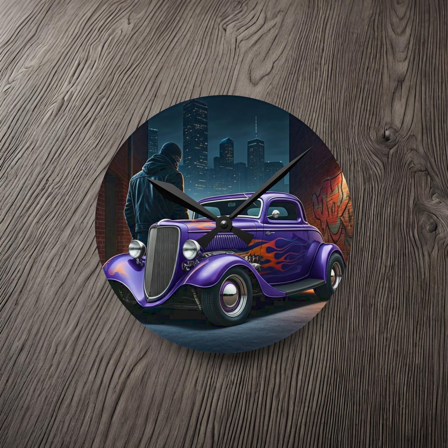 1930's Turtle Back 3 Window Coupe Street Life-Acrylic Wall Clock