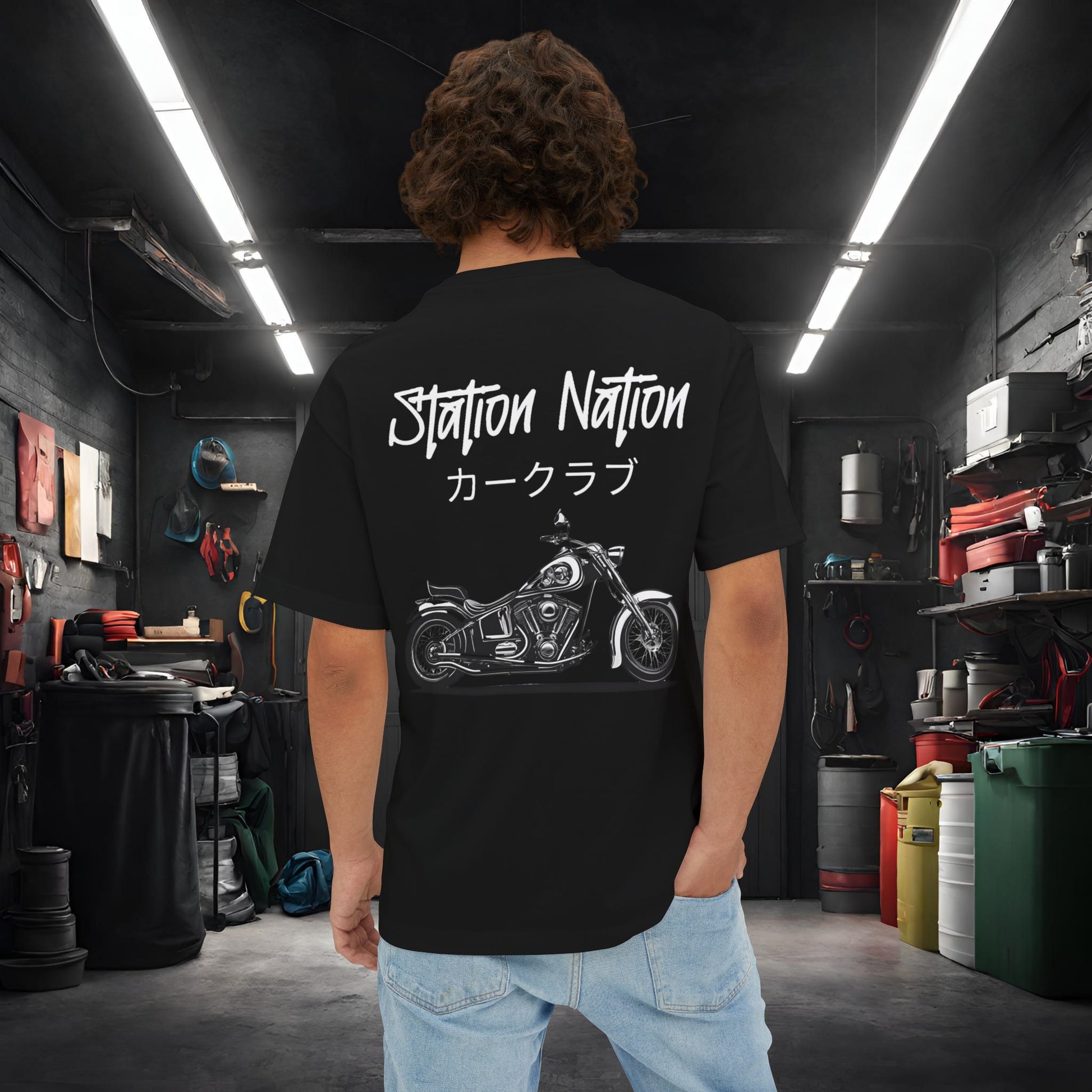 Station Nation-Premium, Ultra Soft Unisex Oversized Boxy Tee Printify by The Night Shift Automotive Apparel