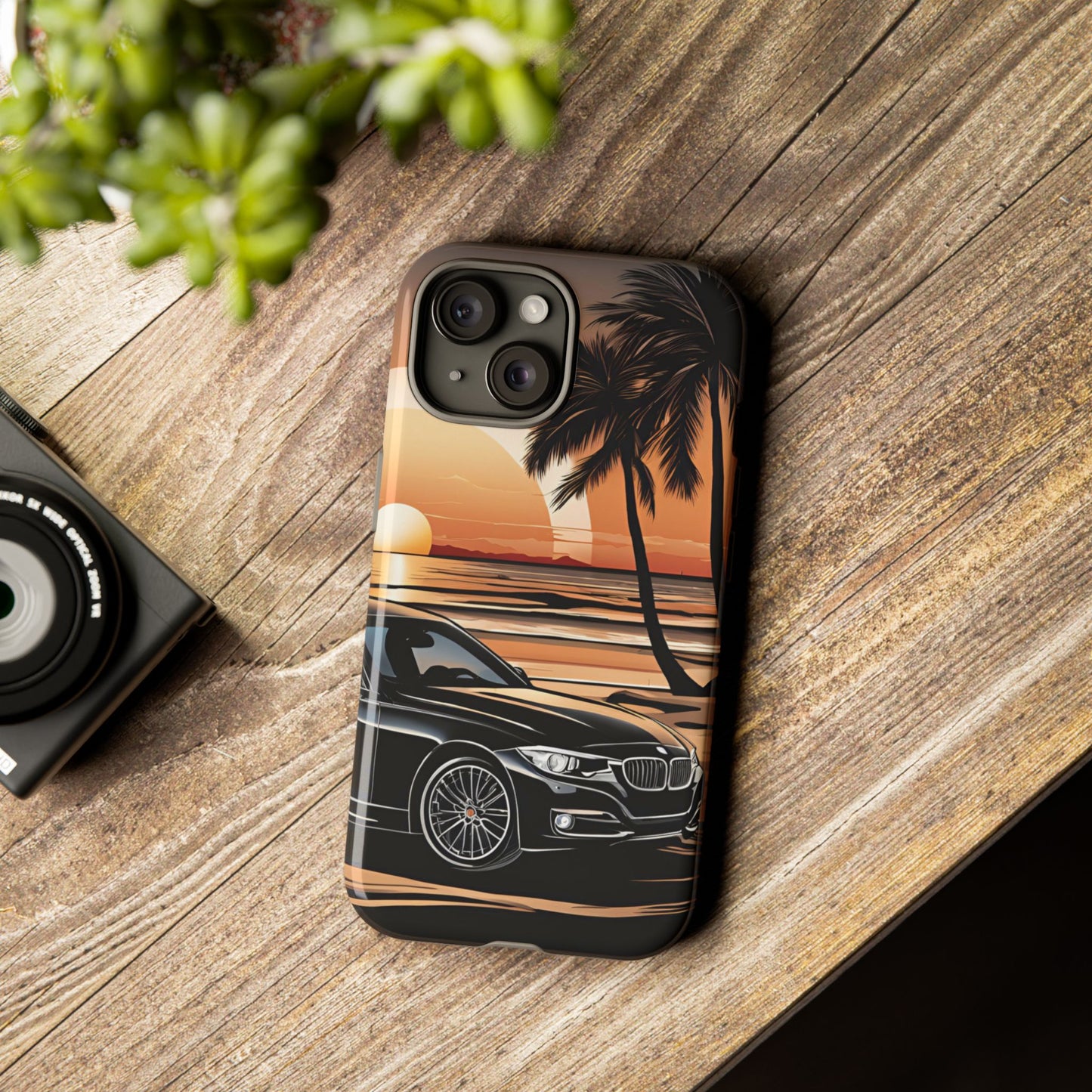 BMW Sunset On The Beach-Dual Layer Ultra Tough Phone Case iPhone 15 Glossy Printify by The Night Shift Automotive Apparel