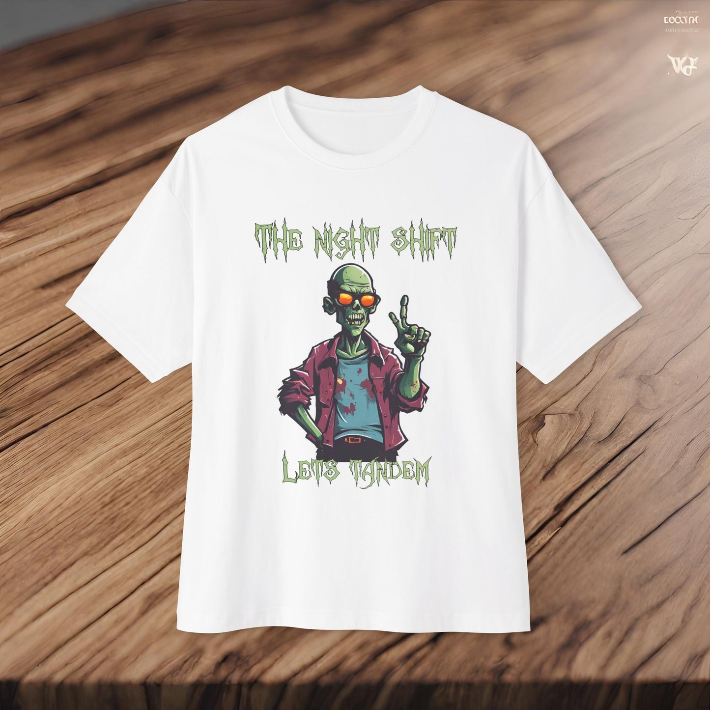 Lets Tandem Drift Zombie- Premium, Ultra Soft Unisex Oversized Boxy Tee Printify by The Night Shift Automotive Apparel