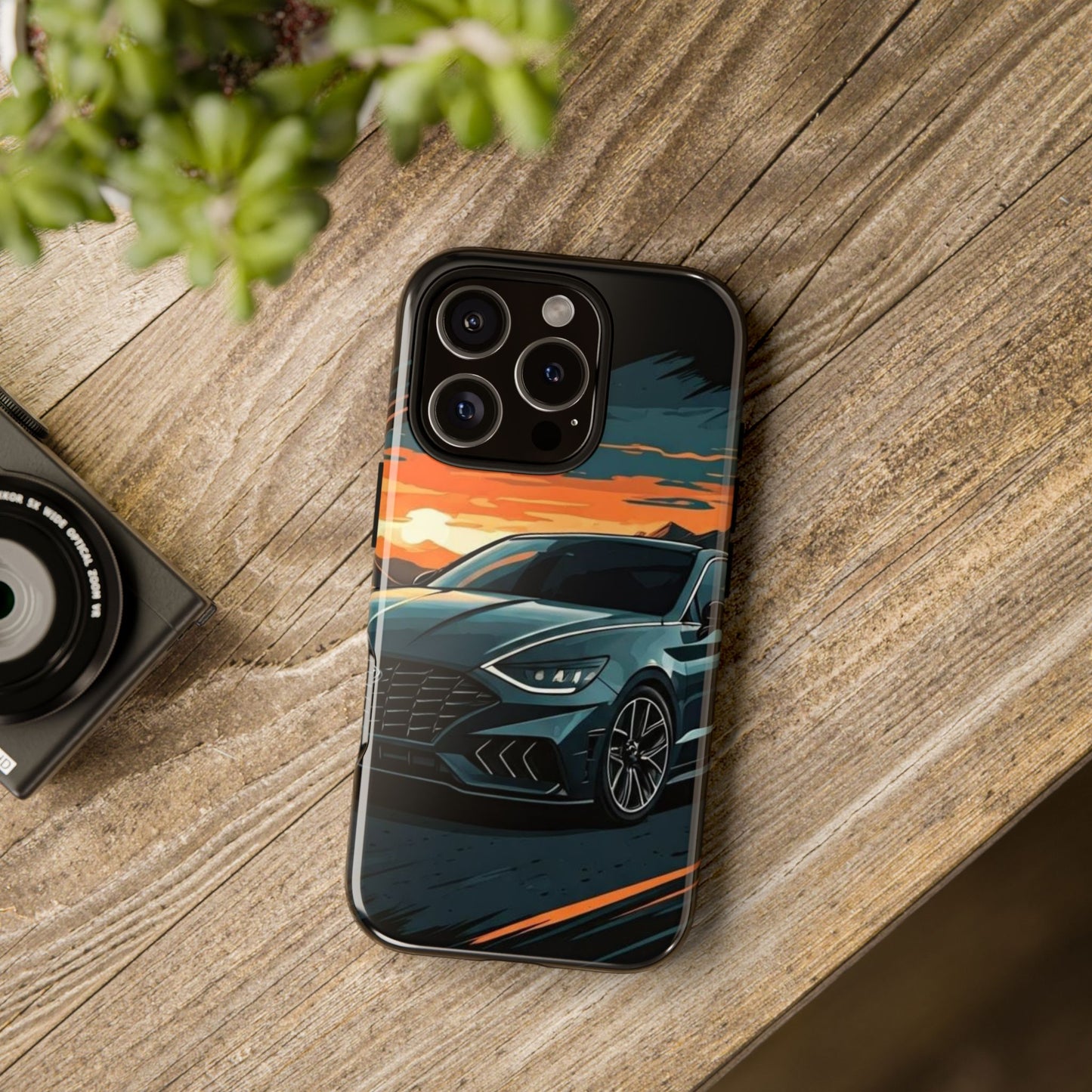 Hyundai Sonata-Sunset Drive-Dual Layer Ultra Tough Phone Case iPhone 16 Pro Glossy Printify by The Night Shift Automotive Apparel