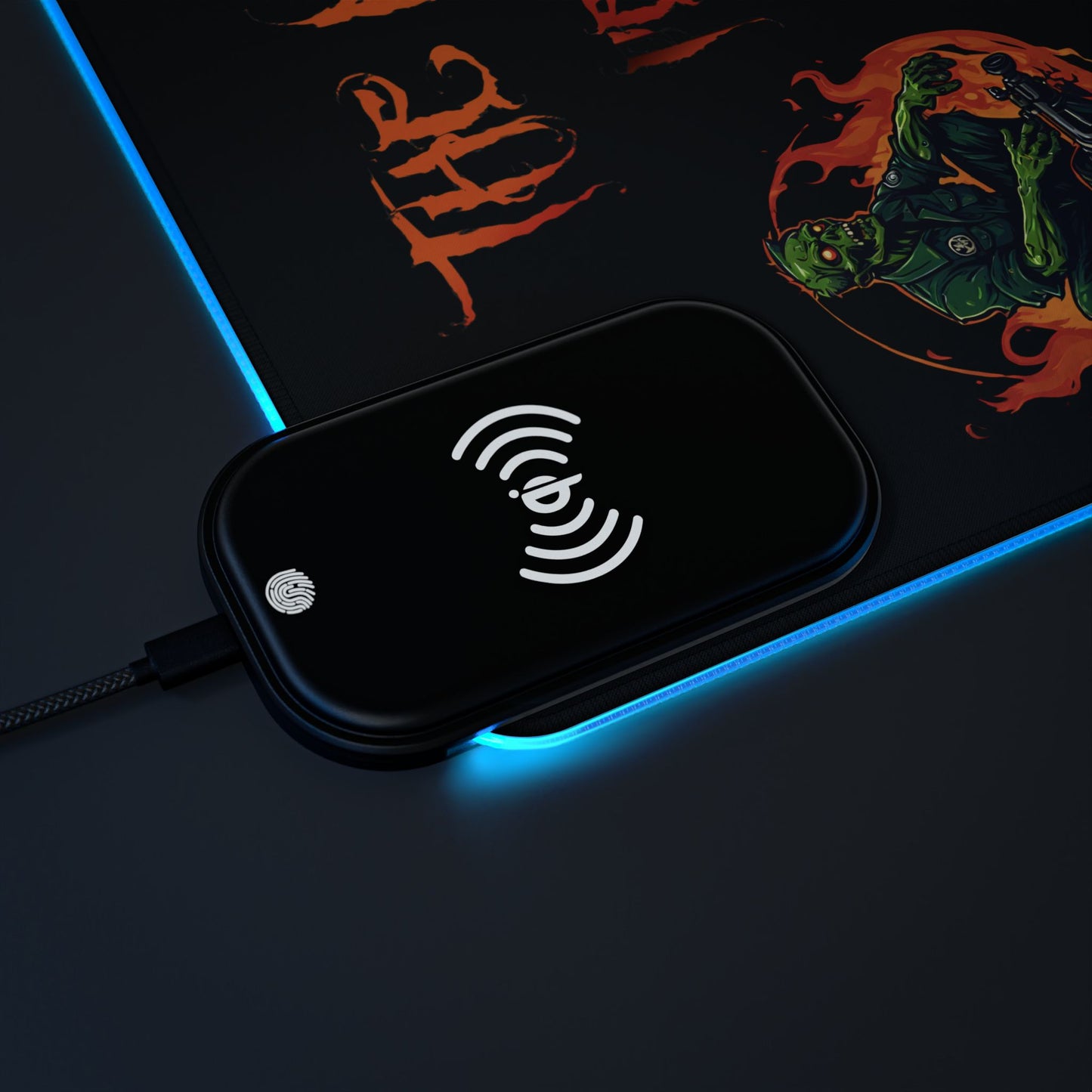 The Night Shift Performance Street Gear Logo-LED Gaming Mouse Pad with Wireless Charging Printify by The Night Shift Automotive Apparel