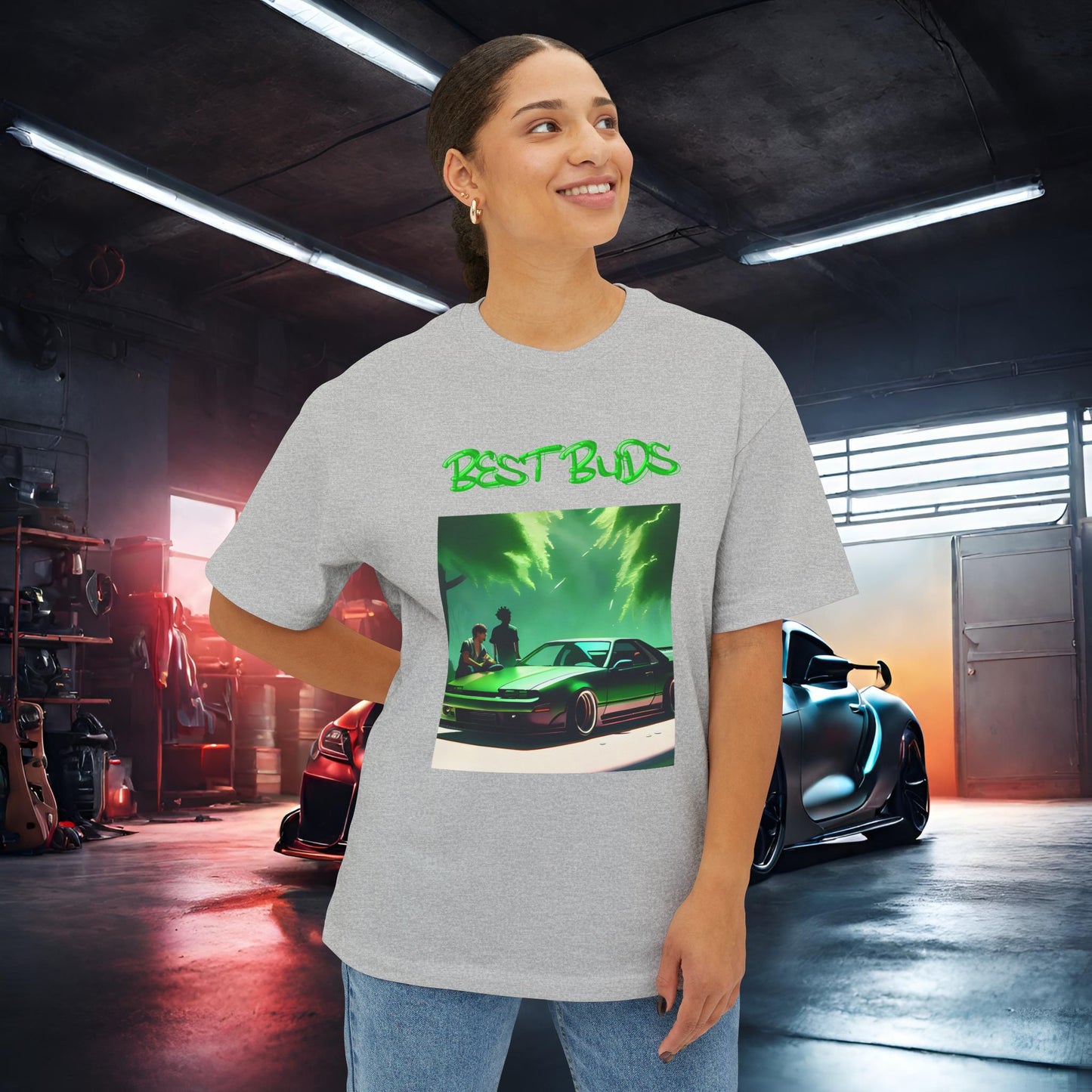 Best Buds-Premium, Ultra Soft Unisex Oversized Boxy Tee Printify by The Night Shift Automotive Apparel