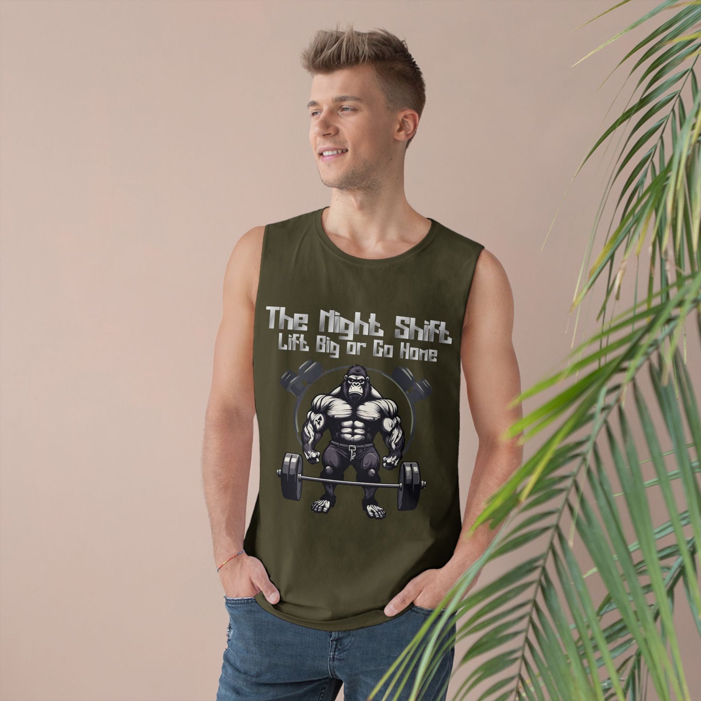 Lift Big or Go Home - Gorilla Body Builder - Premium Unisex Barnard Tank Top Printify by The Night Shift Automotive Apparel