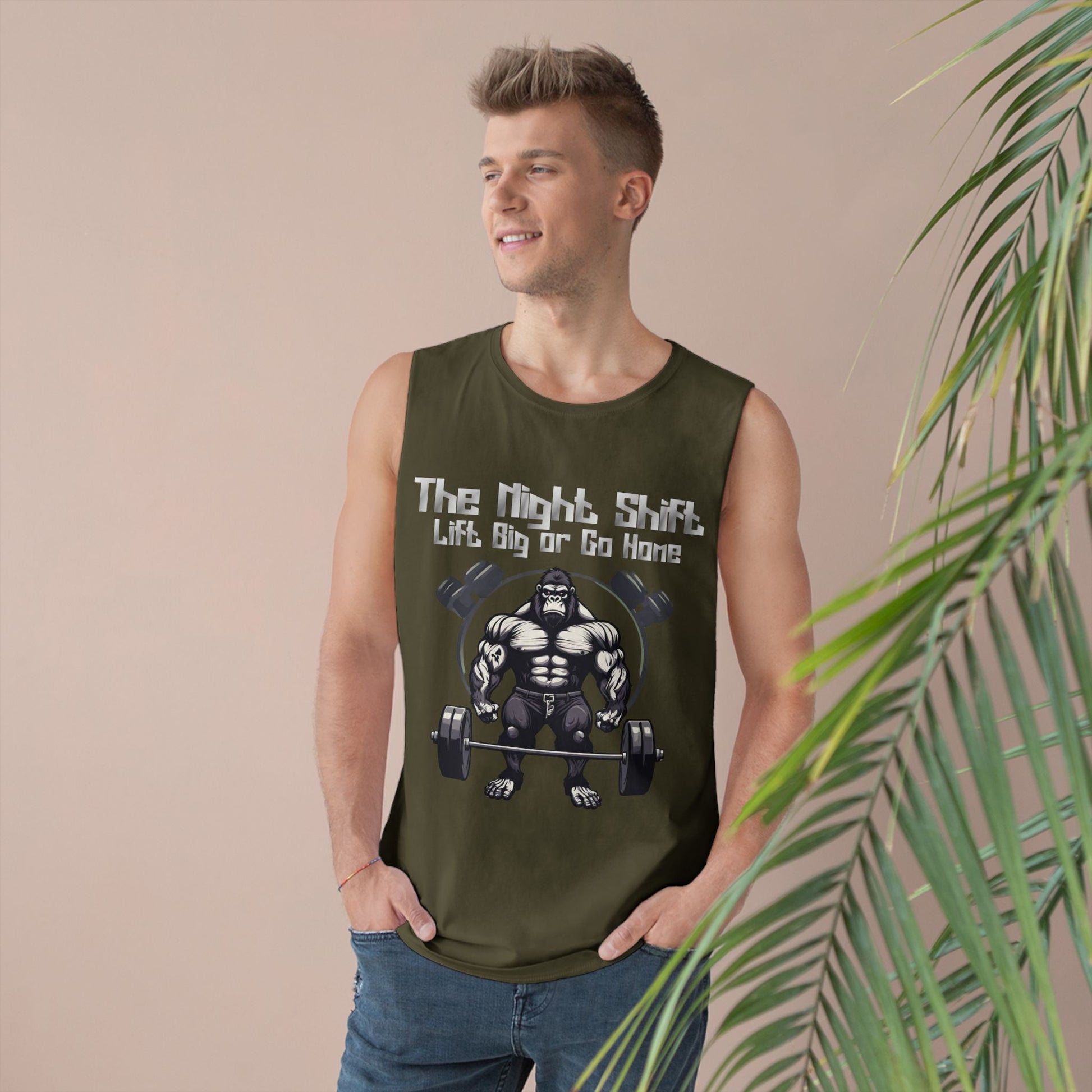 Lift Big or Go Home - Gorilla Body Builder - Premium Unisex Barnard Tank Top Printify by The Night Shift Automotive Apparel