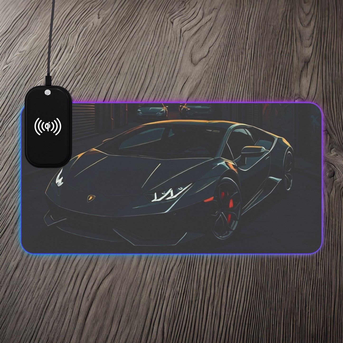 Lamborghini Huracan Street Life-LED Gaming Mouse Pad with Wireless Charging 23.6" × 11.8" Rectangle 15W Printify by The Night Shift Automotive Apparel