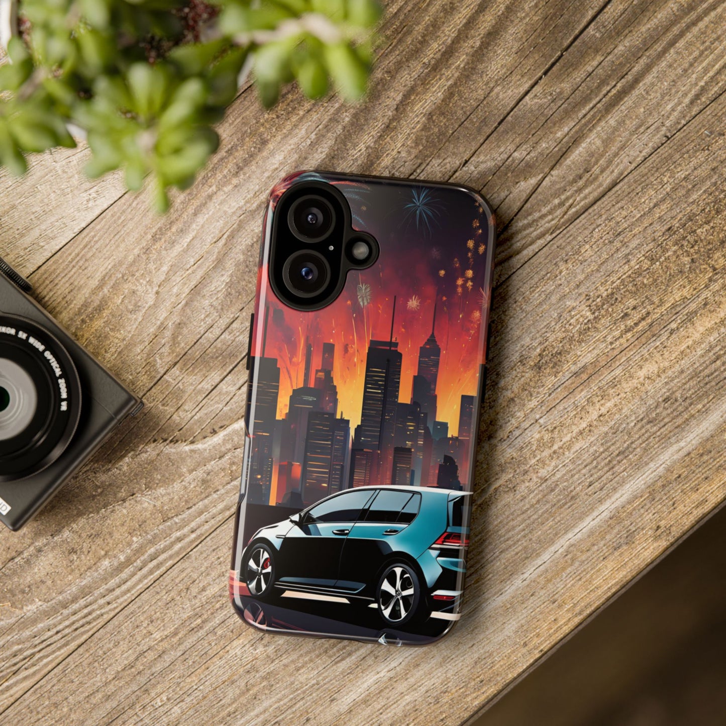 Volkswagon Golf GTI Fireworks-Dual Layer Ultra Tough Phone Case iPhone 16 Glossy Printify by The Night Shift Automotive Apparel
