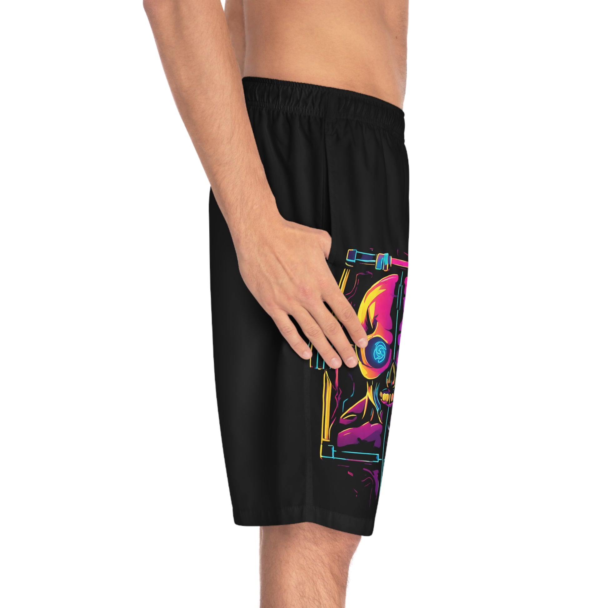 Dopamine Fiend - Men's Relaxed Fit Board Shorts Printify by The Night Shift Automotive Apparel