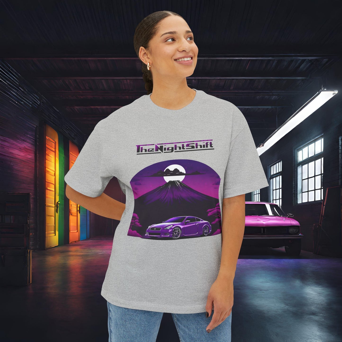 Infiniti G37 Coupe Mt Fuji-Premium, Ultra Soft, Unisex Oversized Boxy Tee Printify by The Night Shift Automotive Apparel