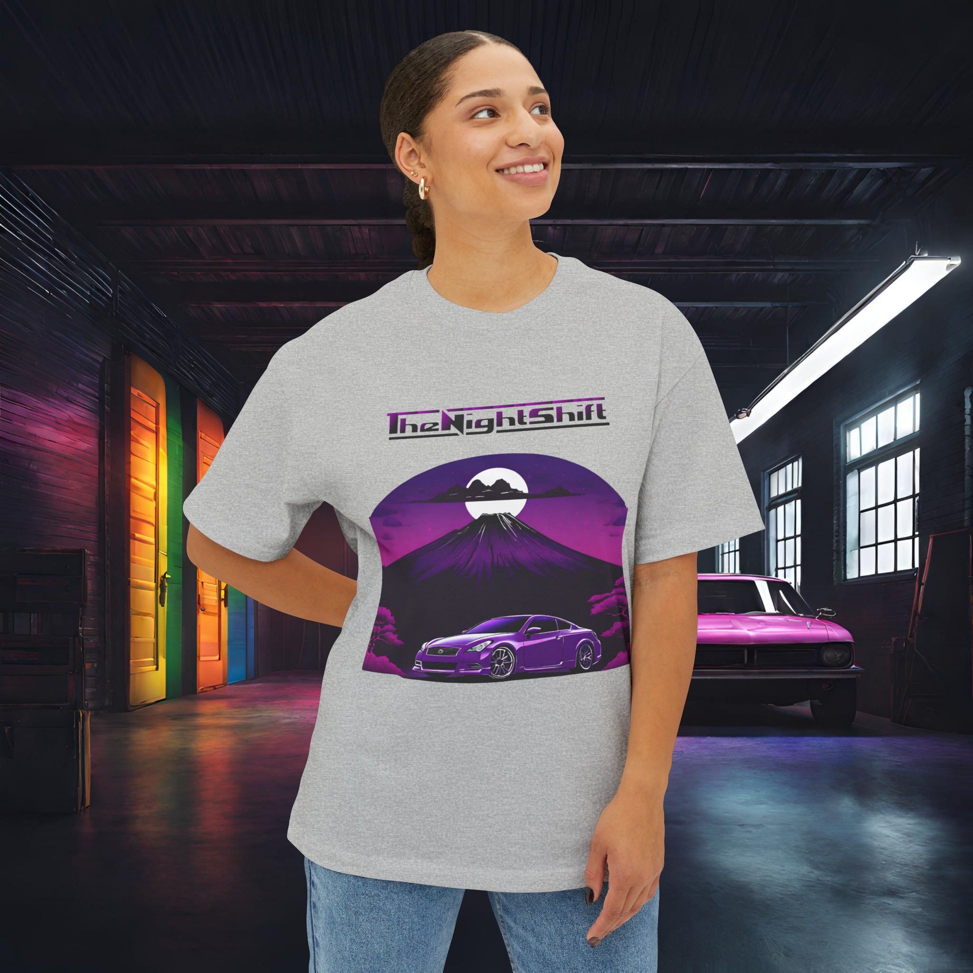 Infiniti G37 Coupe Mt Fuji-Premium, Ultra Soft, Unisex Oversized Boxy Tee Printify by The Night Shift Automotive Apparel