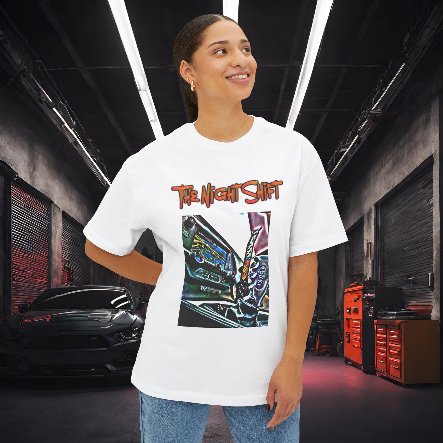 Chevy Corvette C7 DND Performance Interior-Premium, Ultra Soft Unisex Oversized Boxy Tee Printify by The Night Shift Automotive Apparel