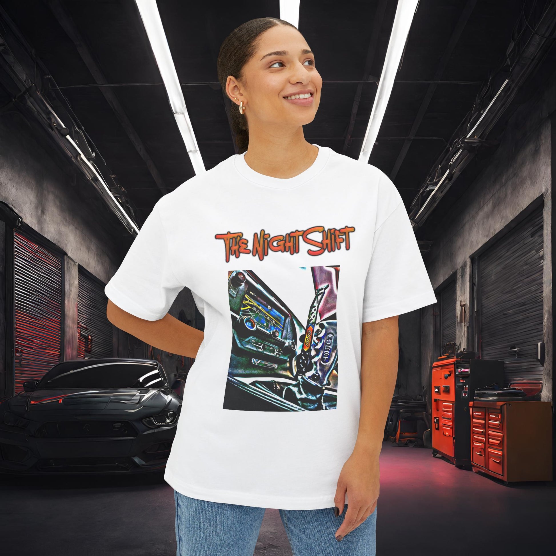 Chevy Corvette C7 DND Performance Interior-Premium, Ultra Soft Unisex Oversized Boxy Tee Printify by The Night Shift Automotive Apparel