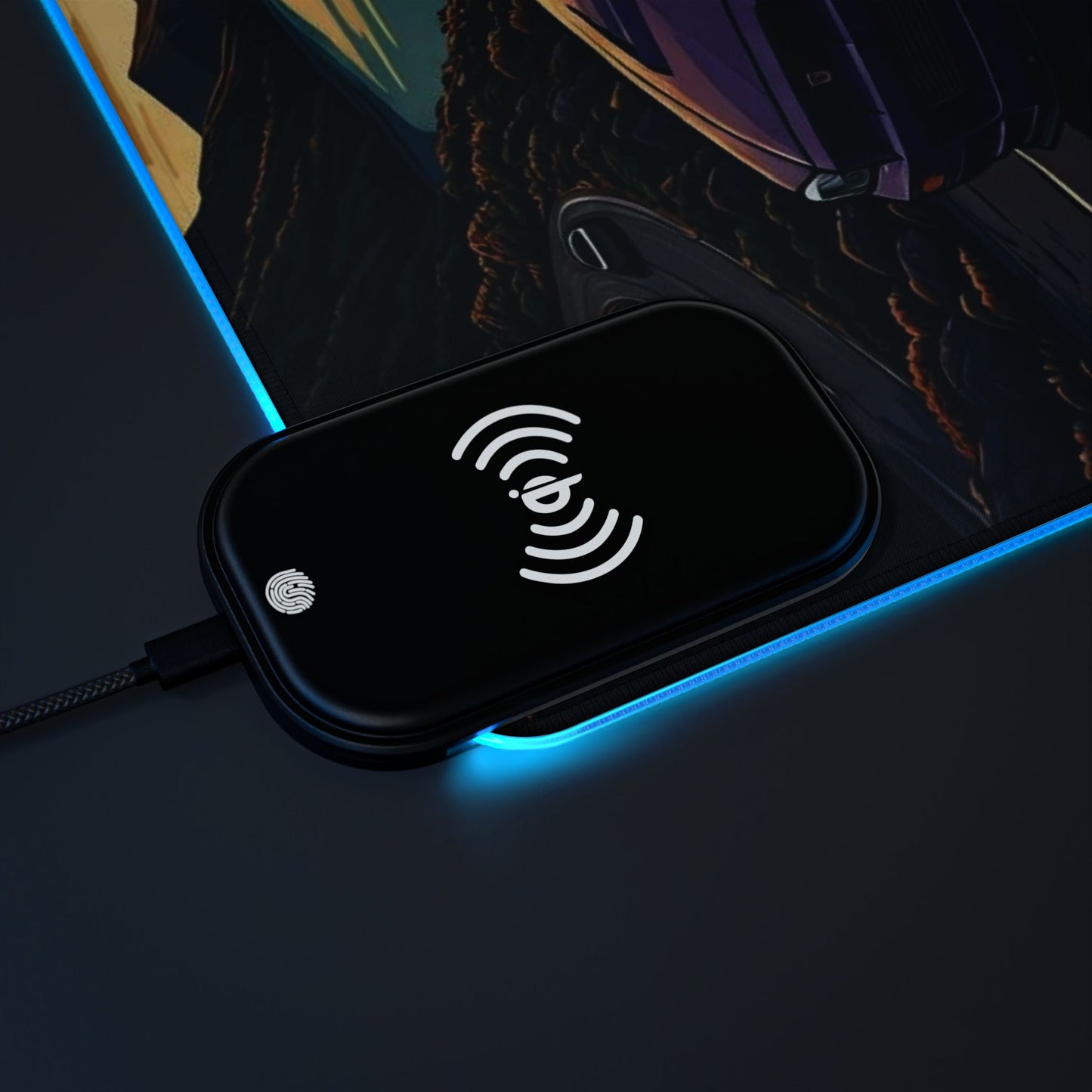 Nissan Skyline R34 GTR Mountain Drive-LED Gaming Mouse Pad with Wireless Charging Printify by The Night Shift Automotive Apparel