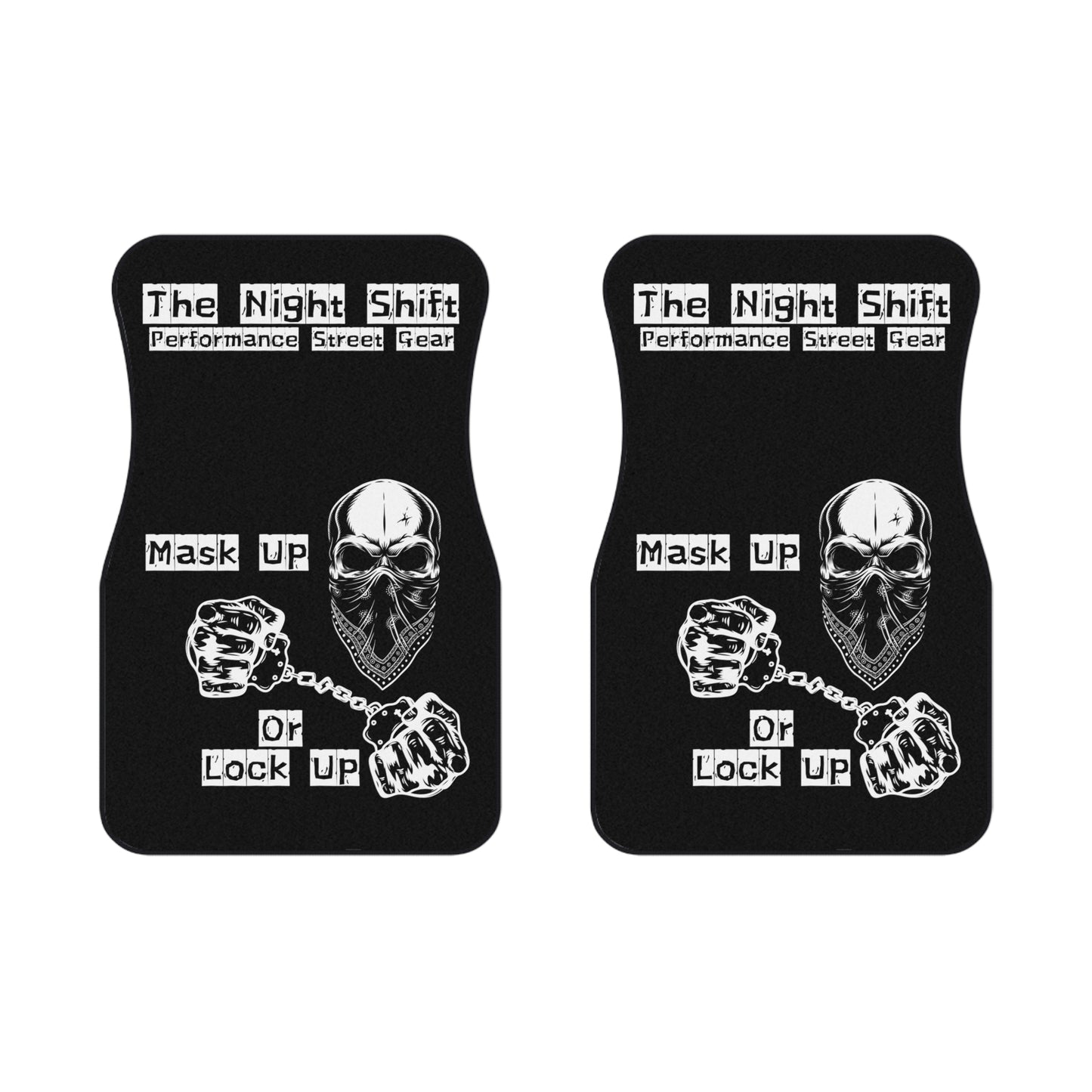 Mask Up Or Lock Up-Premium, High Quality Car Floor Mats (Set of 2 Front Floor Mats) 2x Front mats Printify by The Night Shift Automotive Apparel