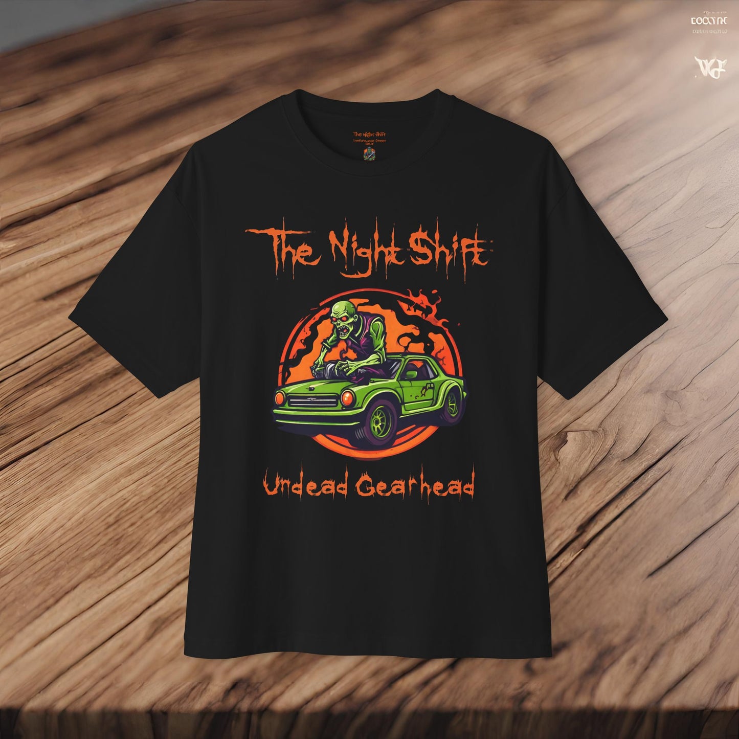 Undead Gearhead Zombie-Premium, Ultra Soft Unisex Oversized Boxy Tee Printify by The Night Shift Automotive Apparel