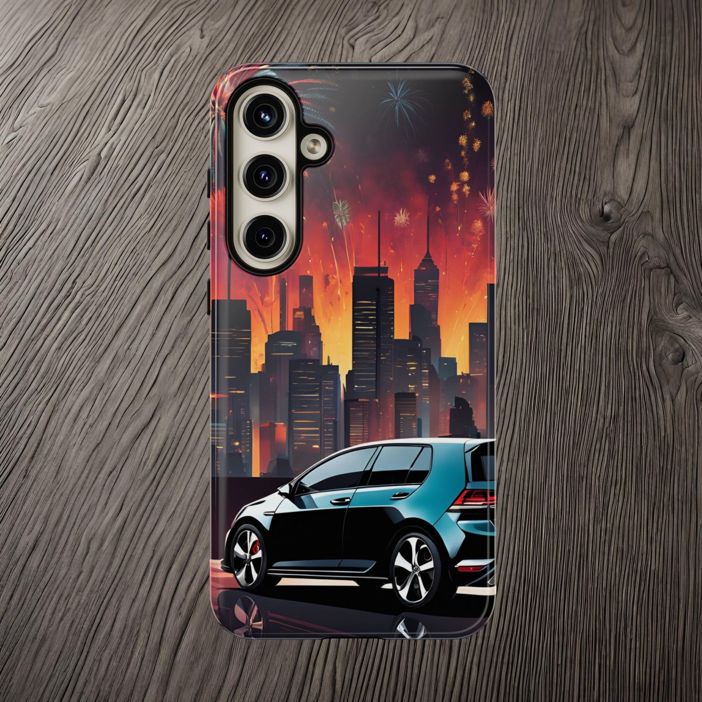 Volkswagon Golf GTI Fireworks-Dual Layer Ultra Tough Phone Case Samsung Galaxy S24 Plus Glossy Printify by The Night Shift Automotive Apparel